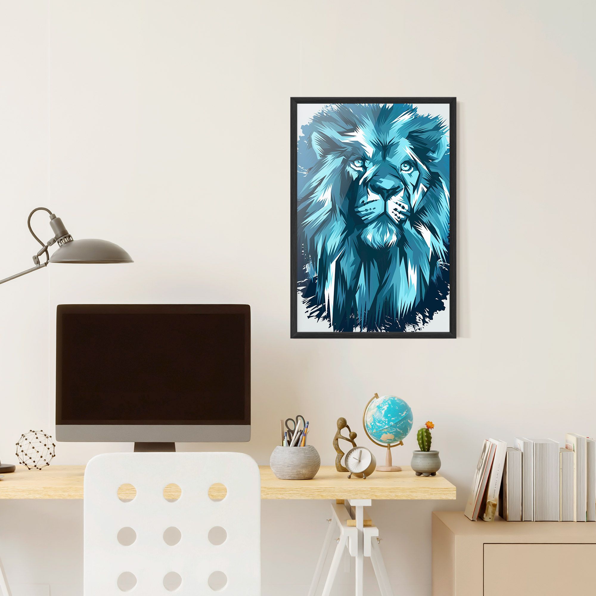 Blue Lion Head mockup 6