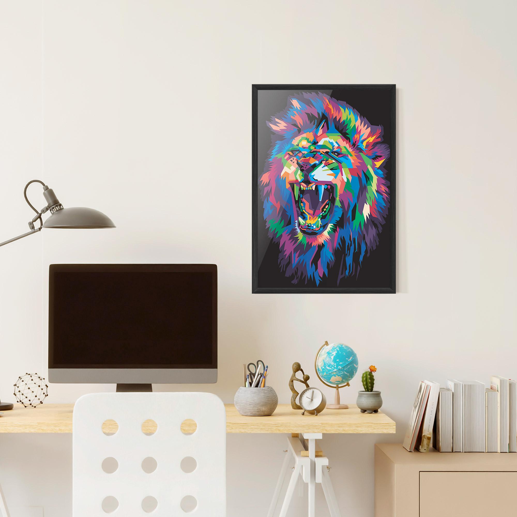 Gerahmte Poster Colorful Lion Head mockup 6