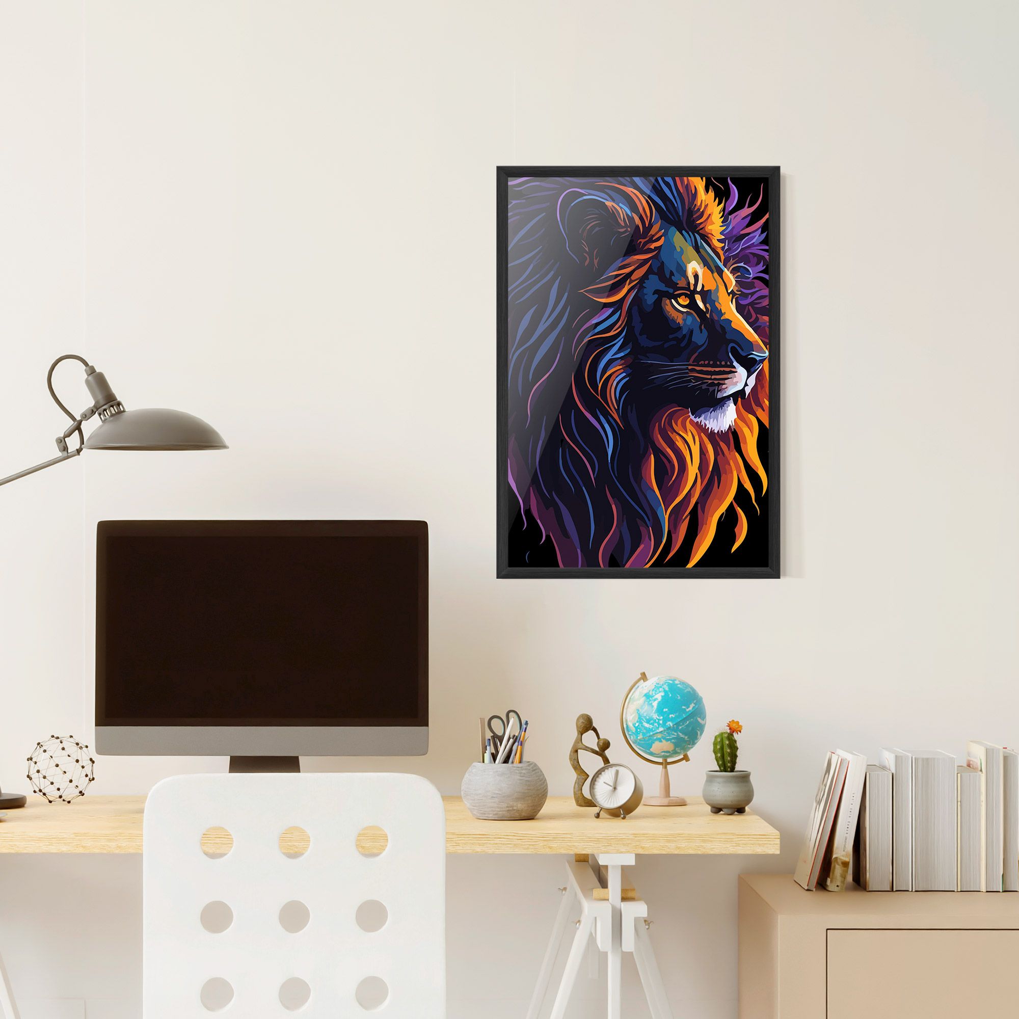 Colorful Lion On Black mockup 6