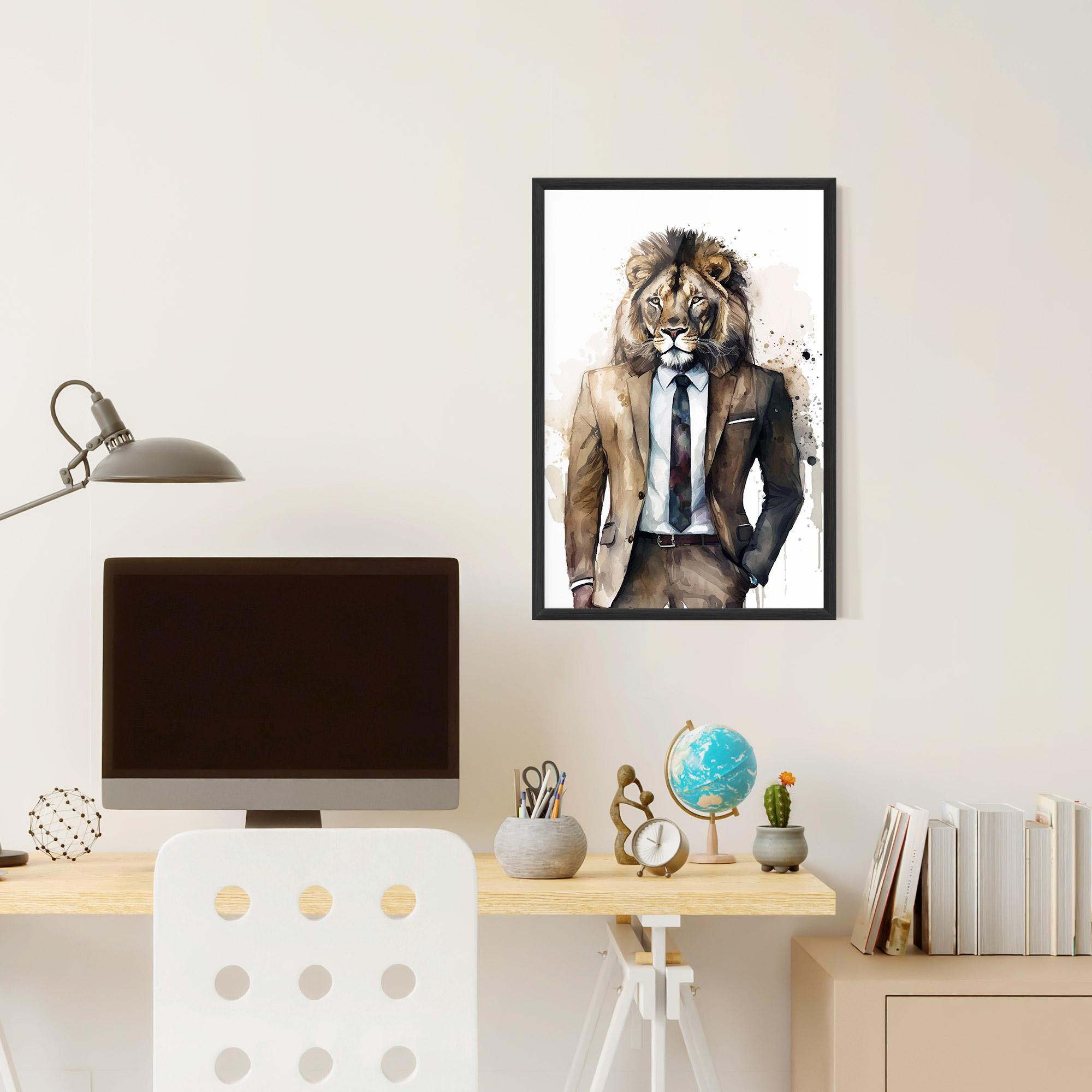Gerahmte Poster Lion In Suit mockup 6