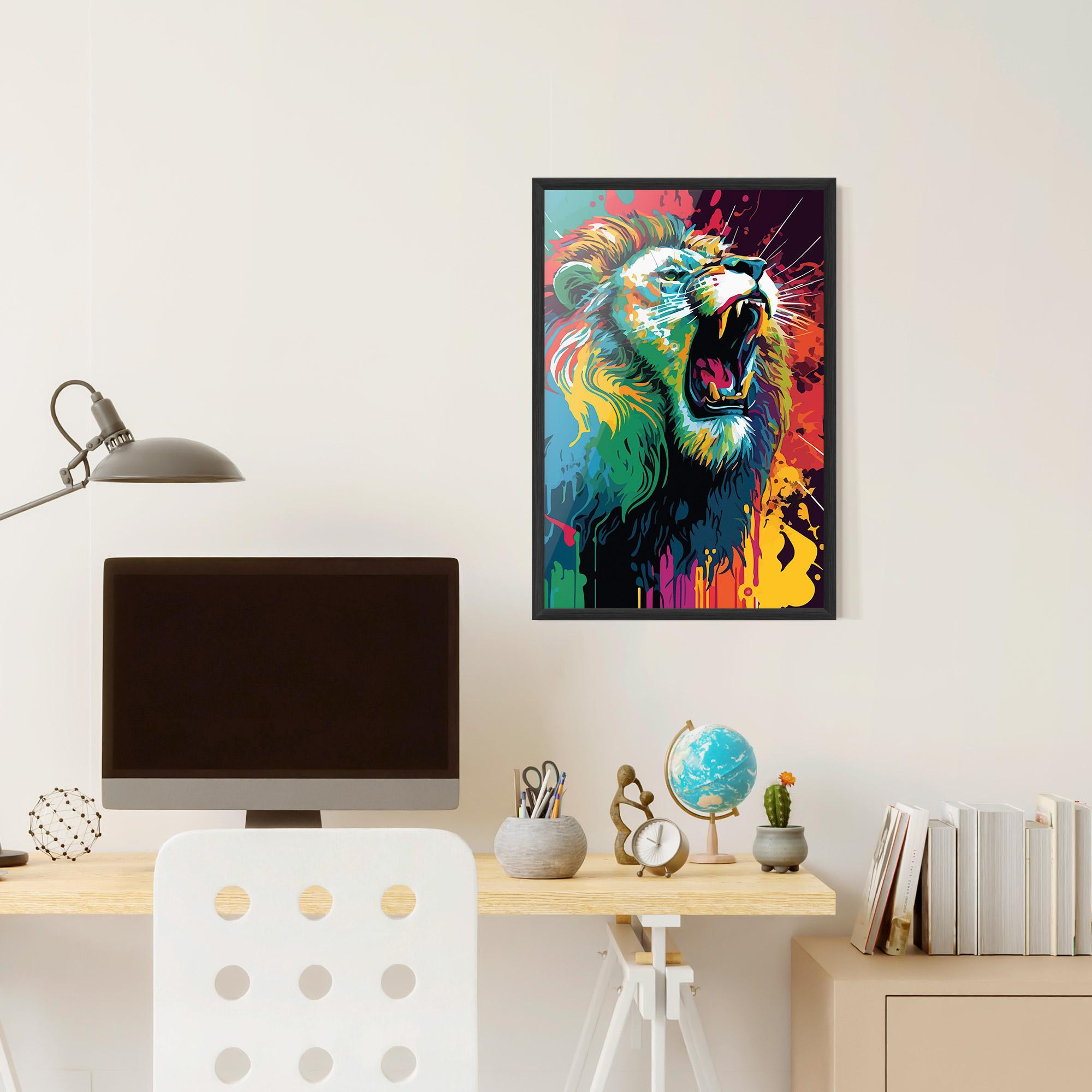 Gerahmte Poster Lion Splash mockup 6