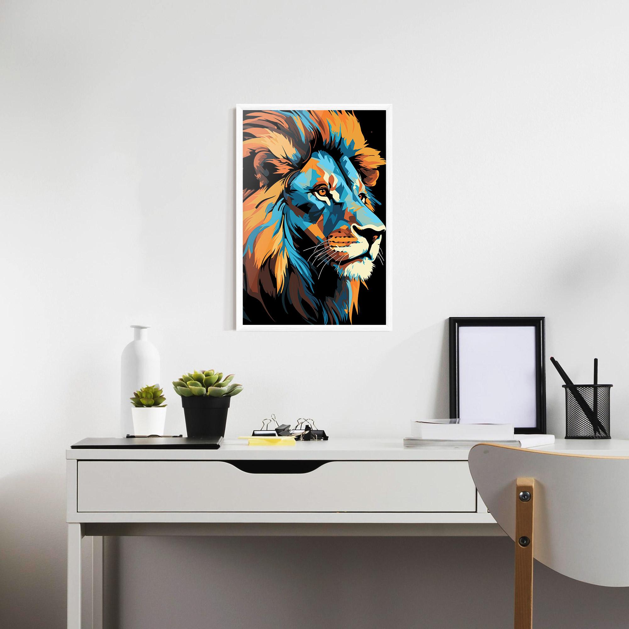 Gerahmte Poster Blue Yellow Lion mockup 7
