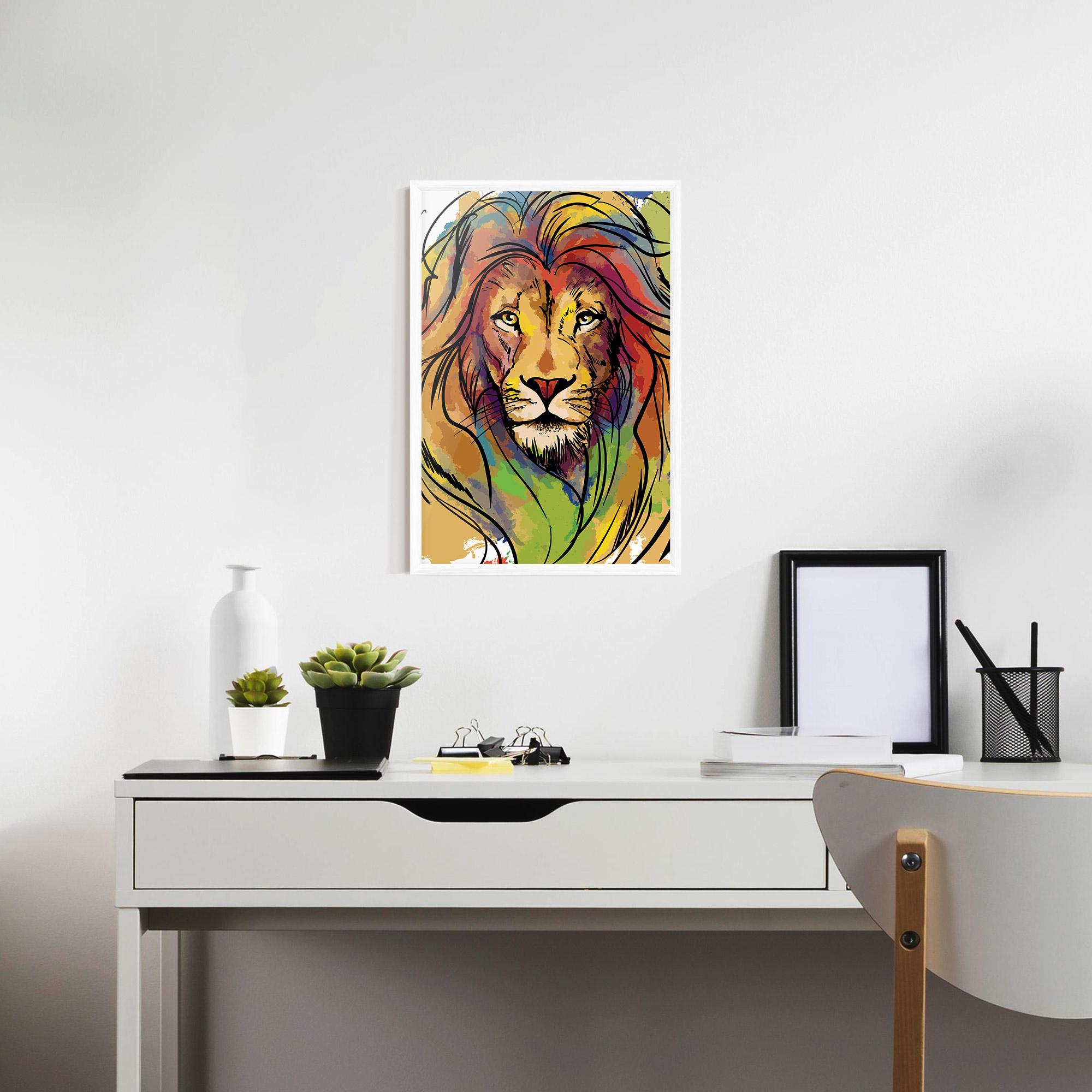 Gerahmte Poster Drawn Lion mockup 7