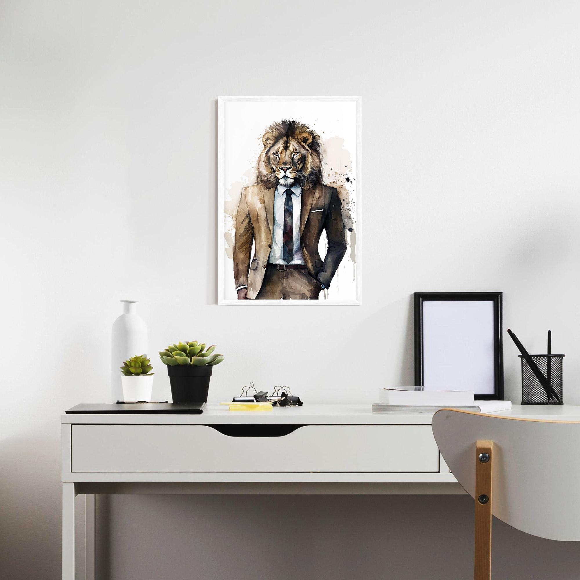 Gerahmte Poster Lion In Suit mockup 7