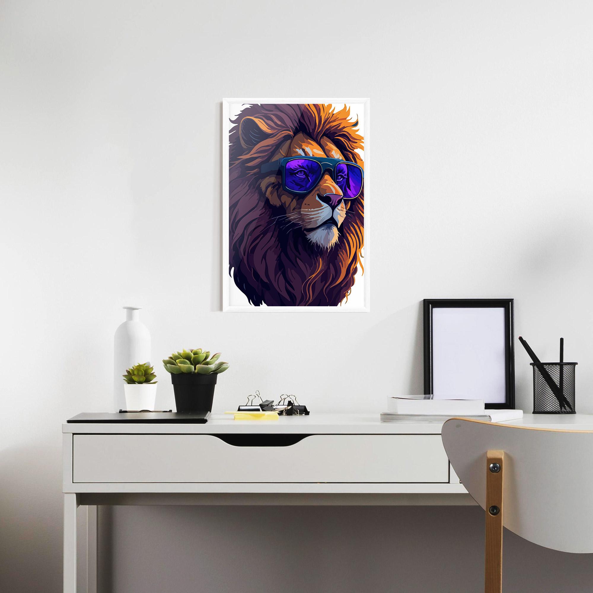 Gerahmte Poster Purple Glassesc Lion mockup 7