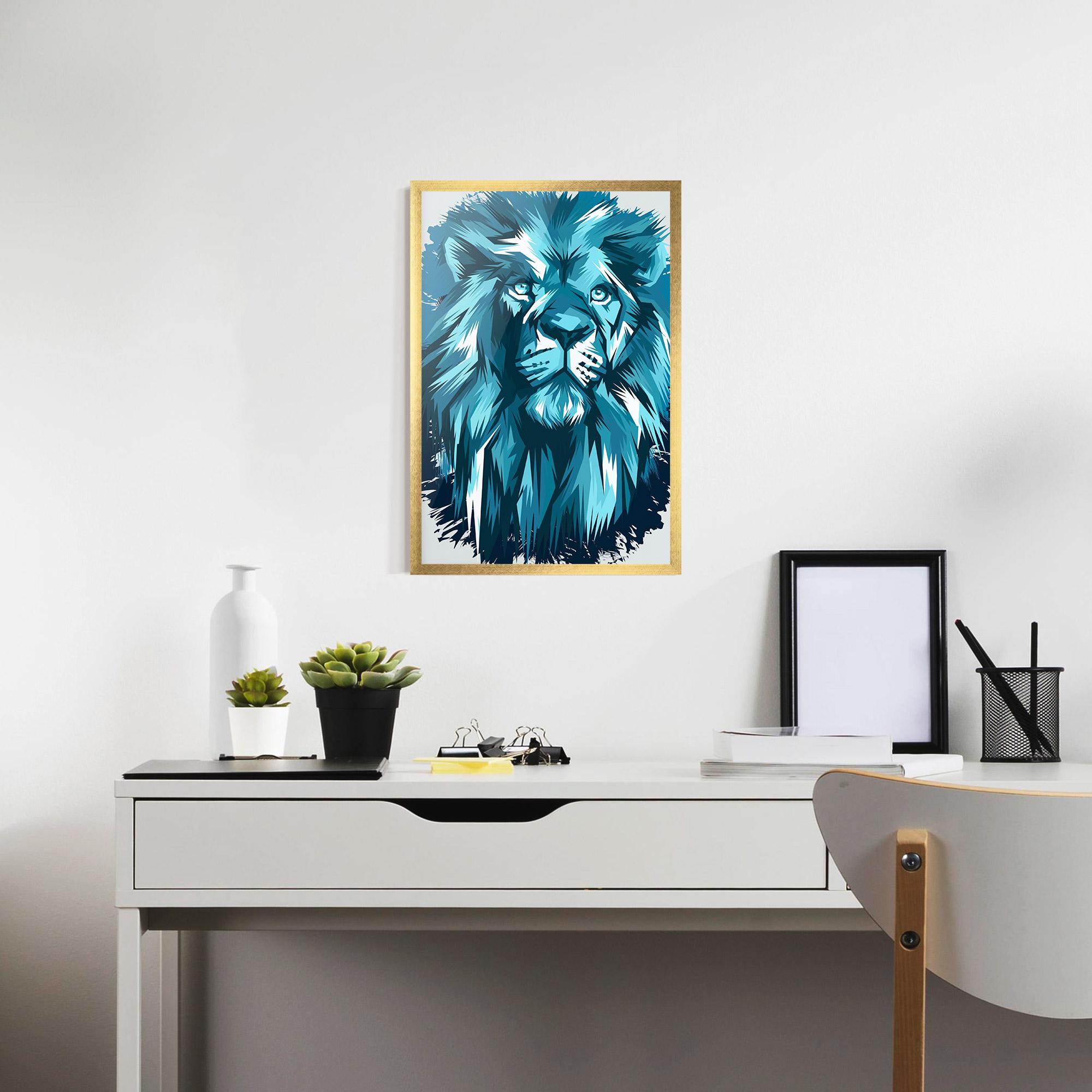Gerahmte Poster Blue Lion Head mockup 7