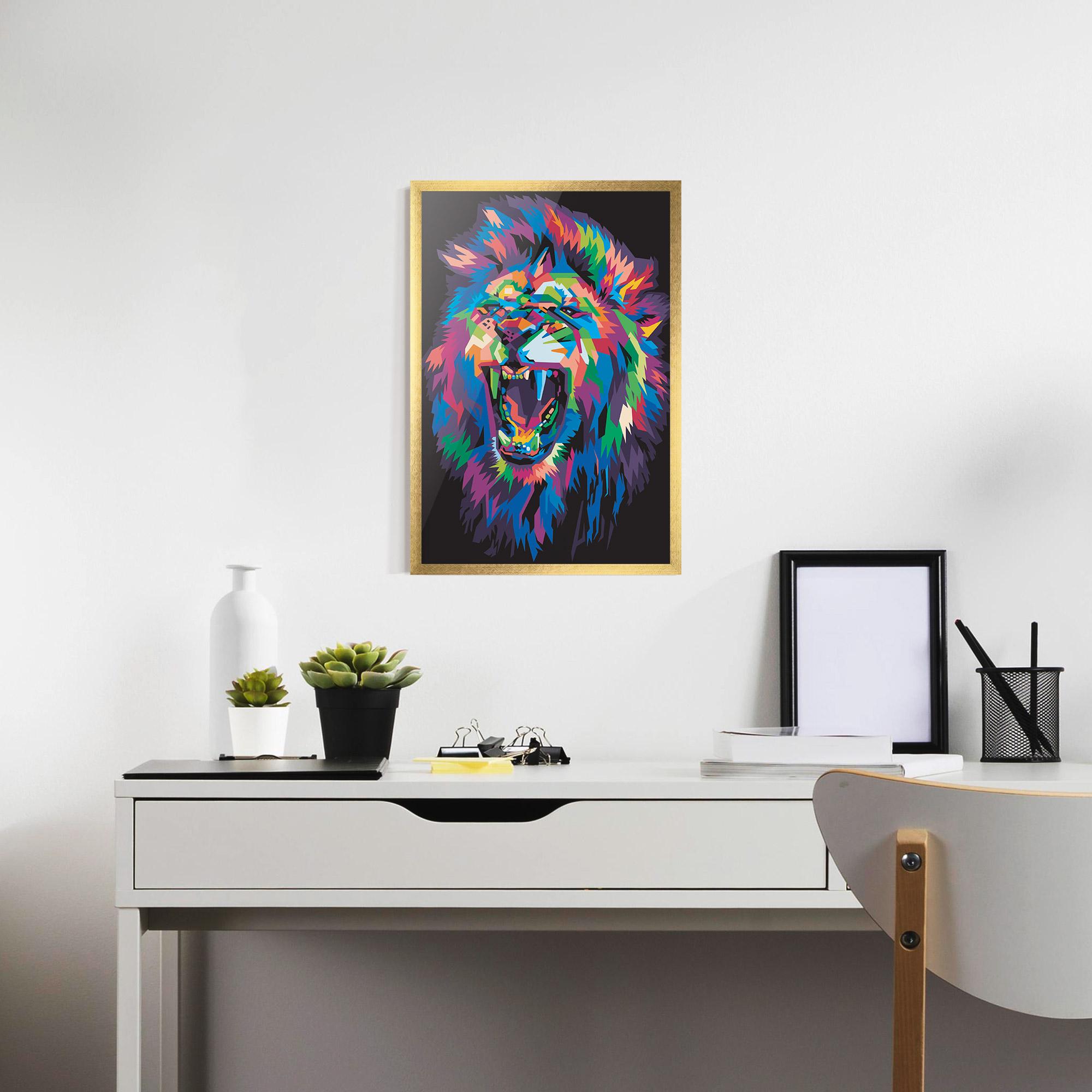 Gerahmte Poster Colorful Lion Head mockup 7