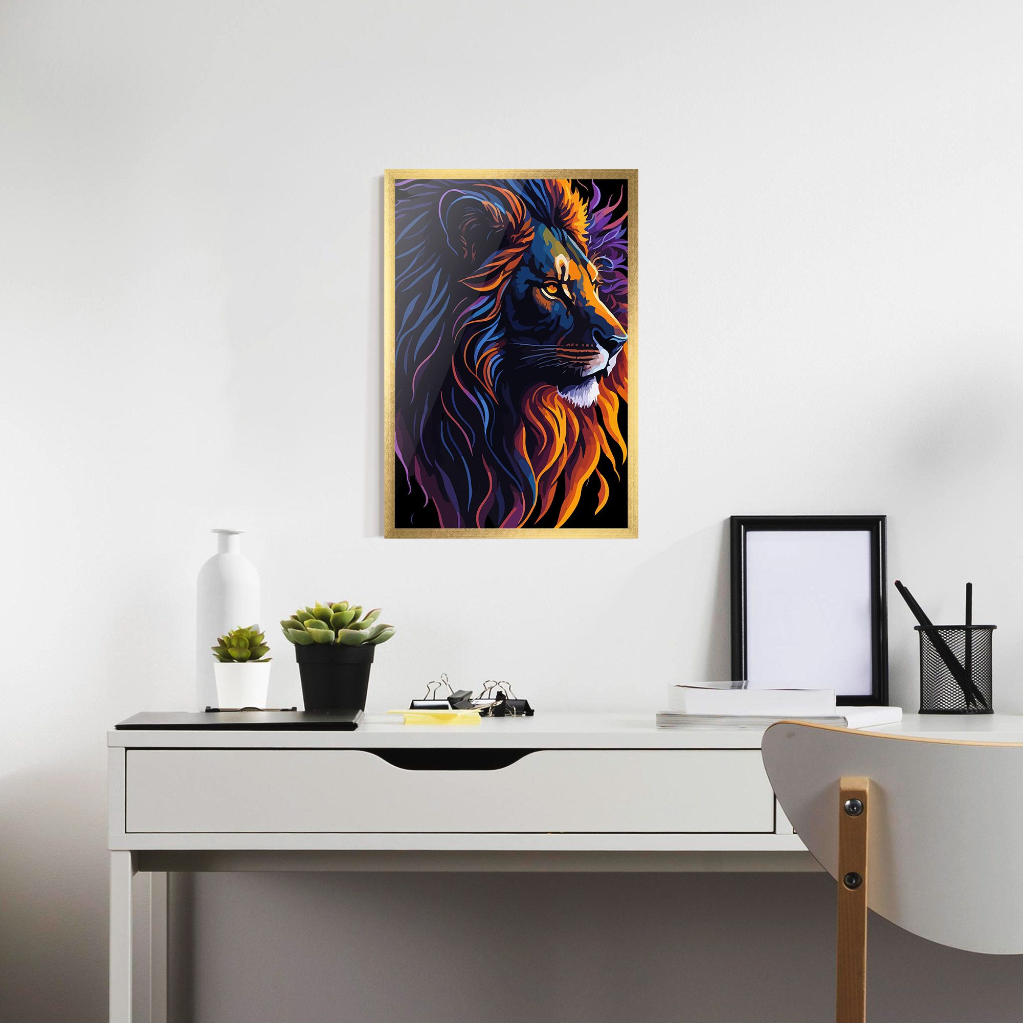 Colorful Lion On Black mockup 7