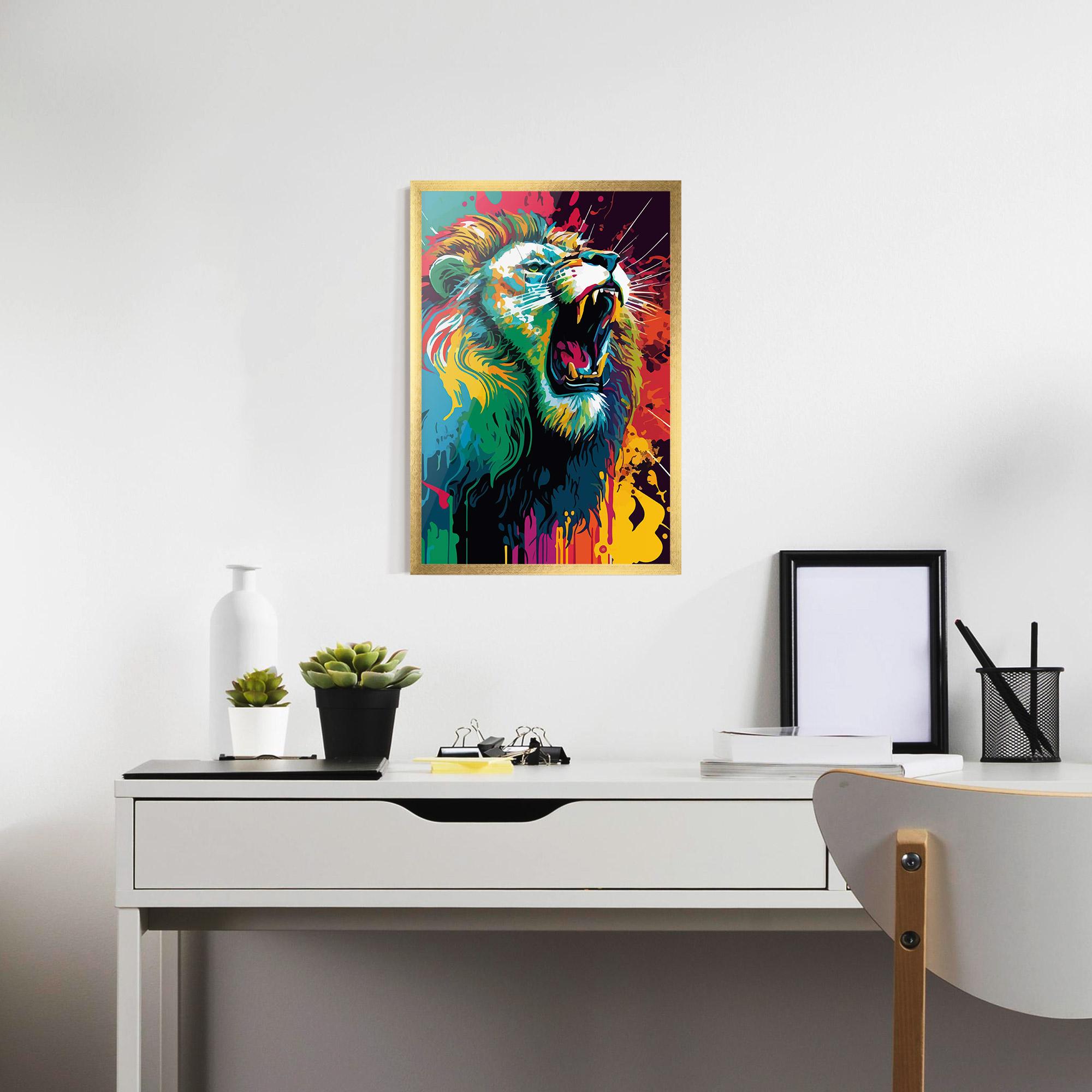 Gerahmte Poster Lion Splash mockup 7