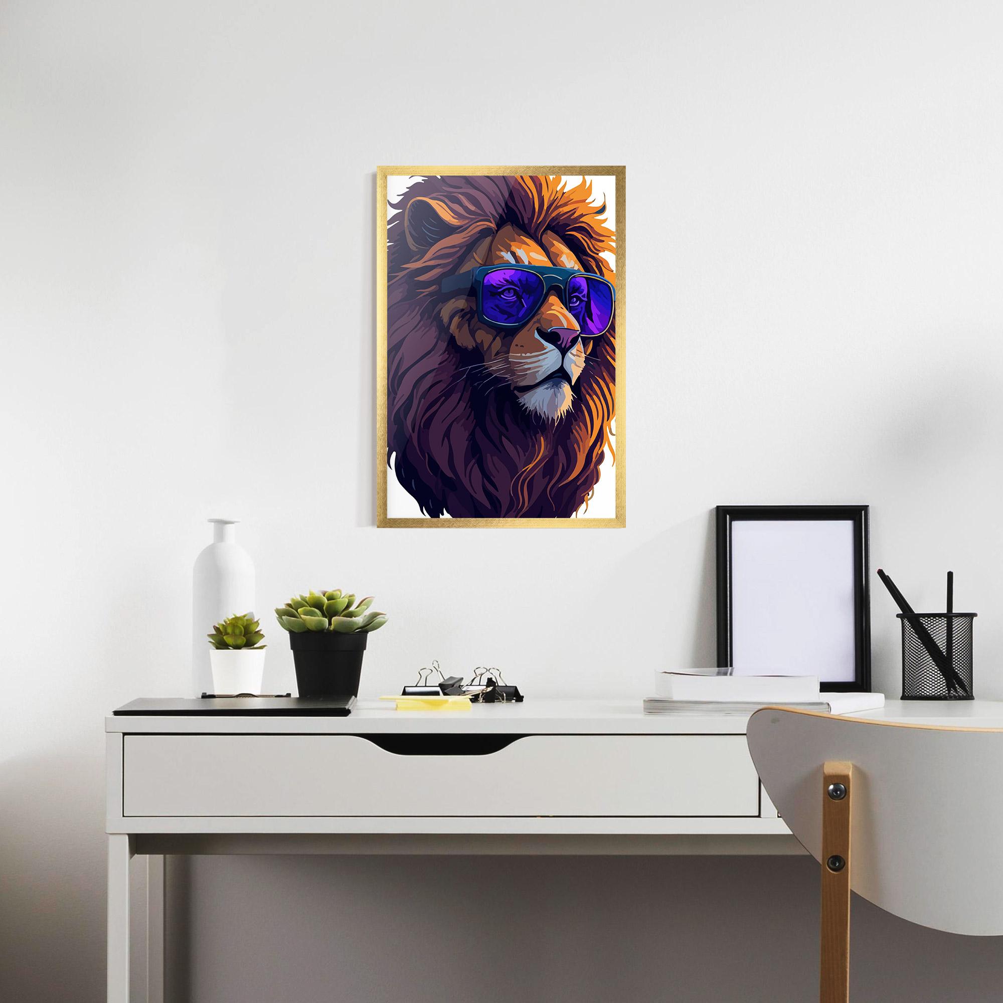 Gerahmte Poster Purple Glassesc Lion mockup 7