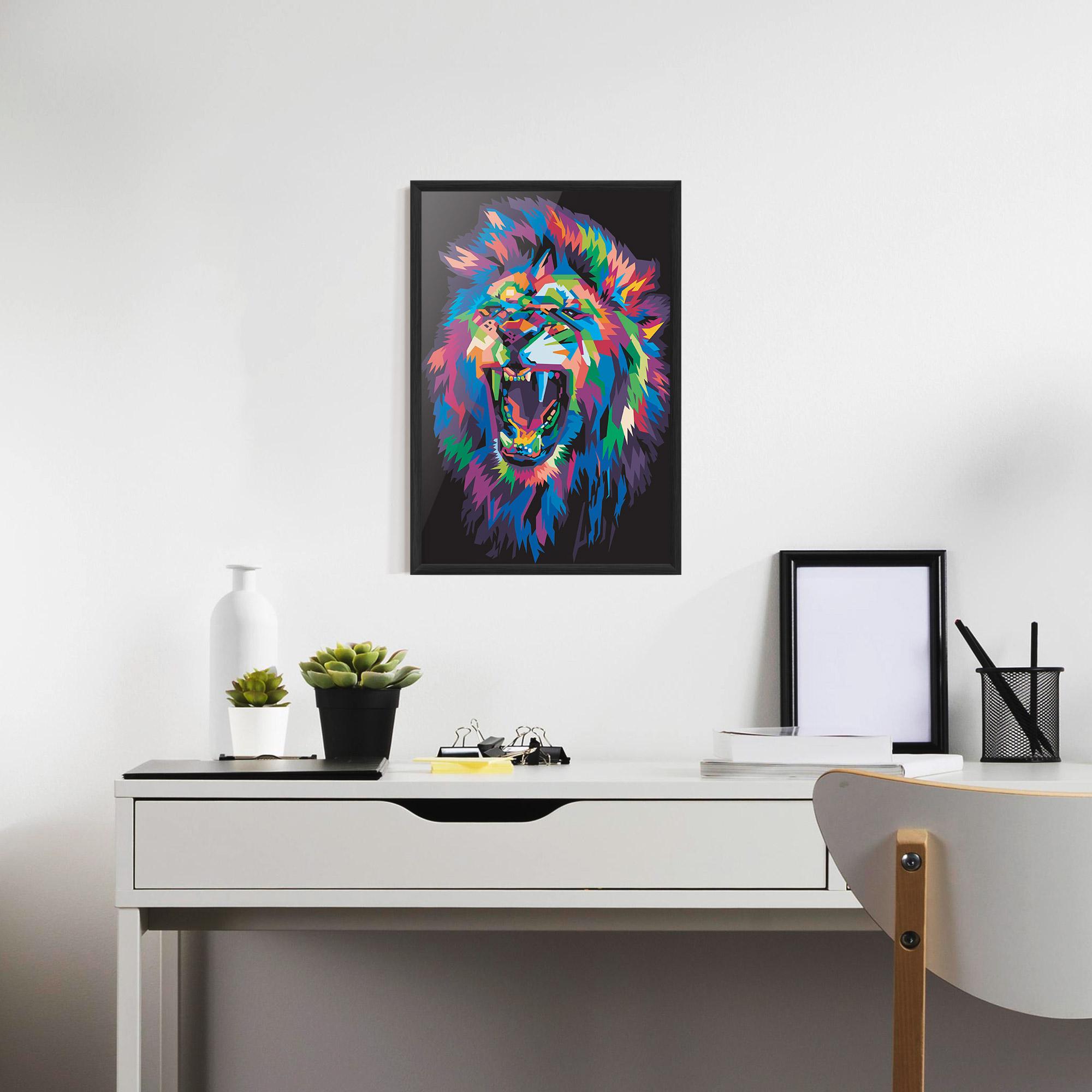 Gerahmte Poster Colorful Lion Head mockup 7