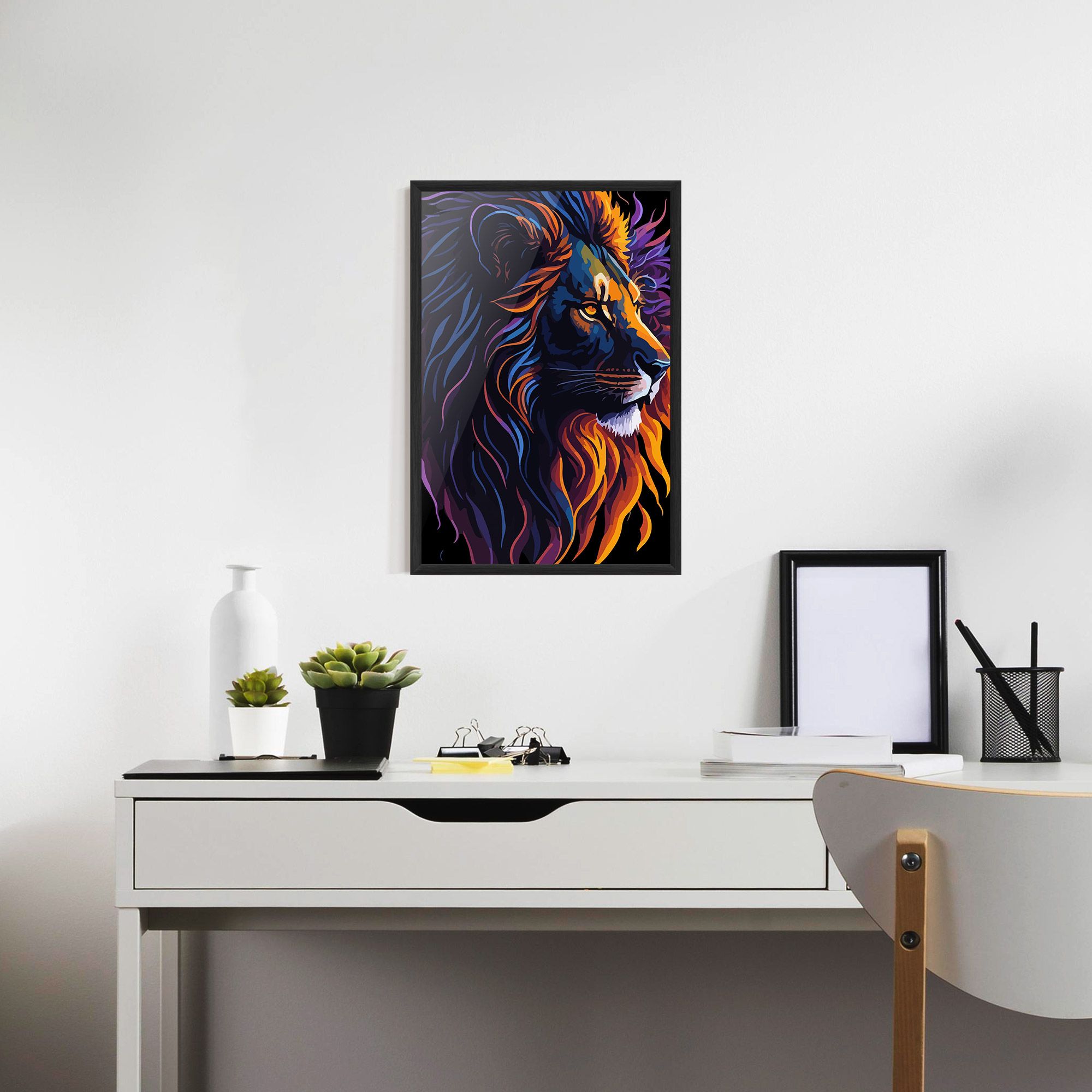 Colorful Lion On Black mockup 7