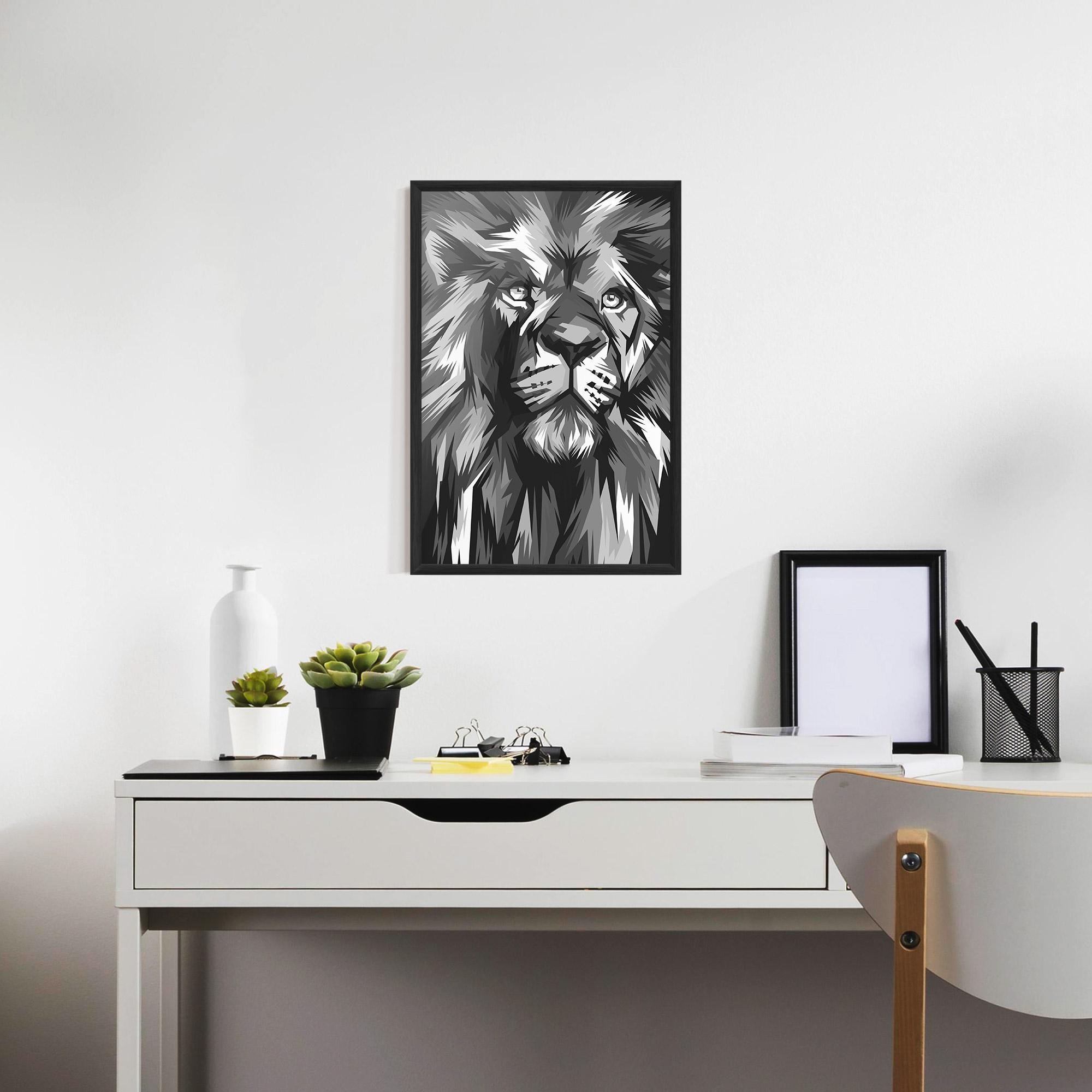 Gerahmte Poster Grey Head Lion mockup 7