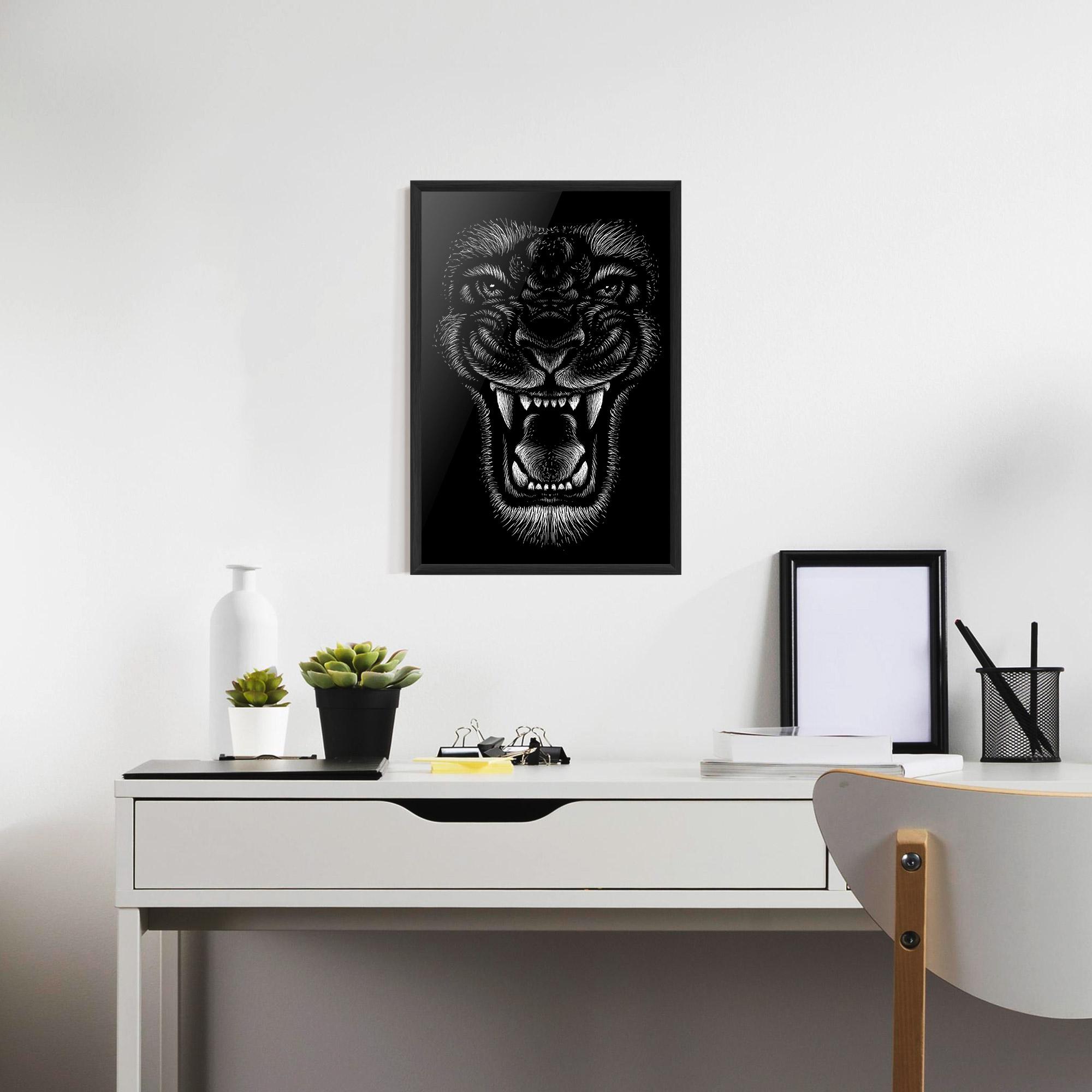 Gerahmte Poster Lion Bite mockup 7
