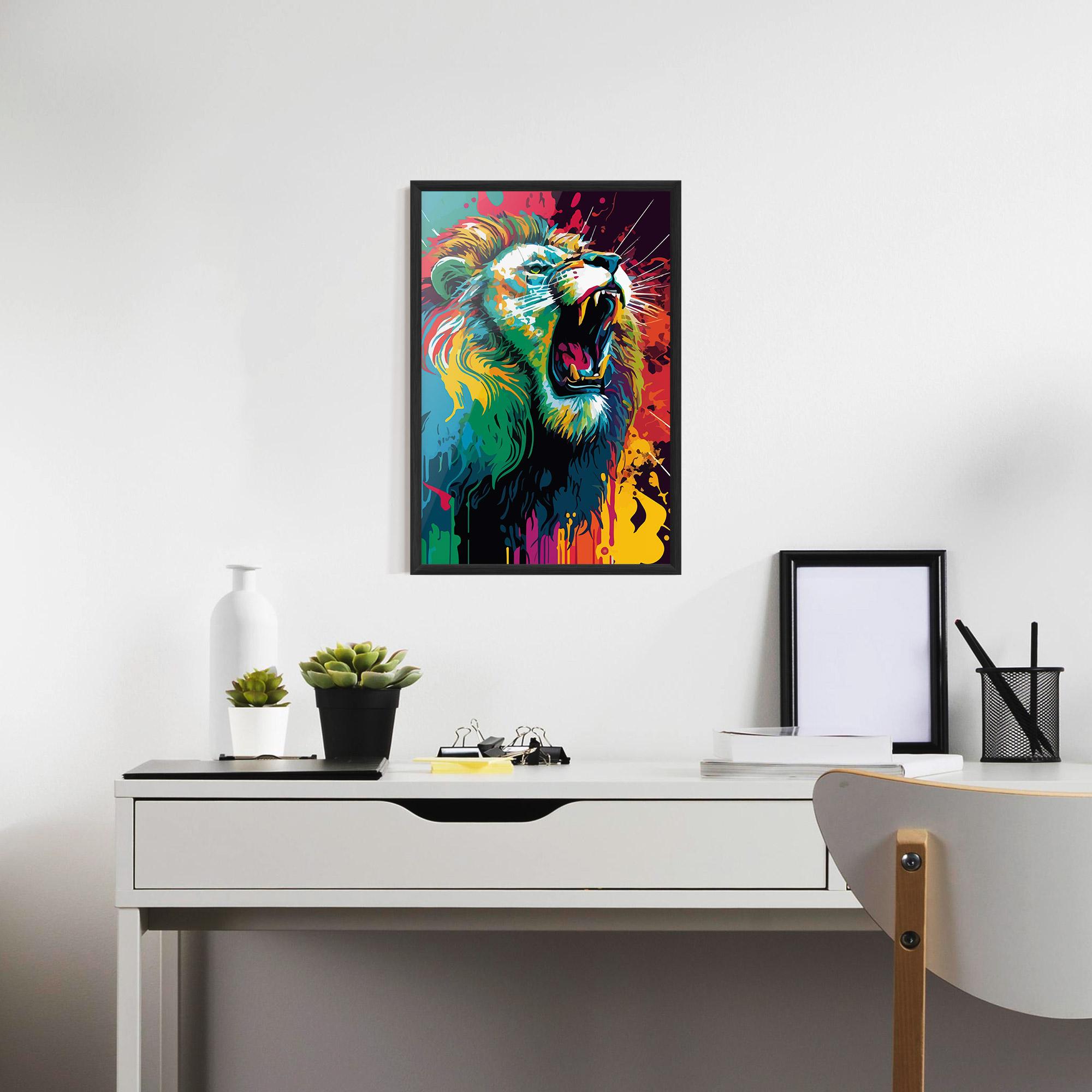 Gerahmte Poster Lion Splash mockup 7