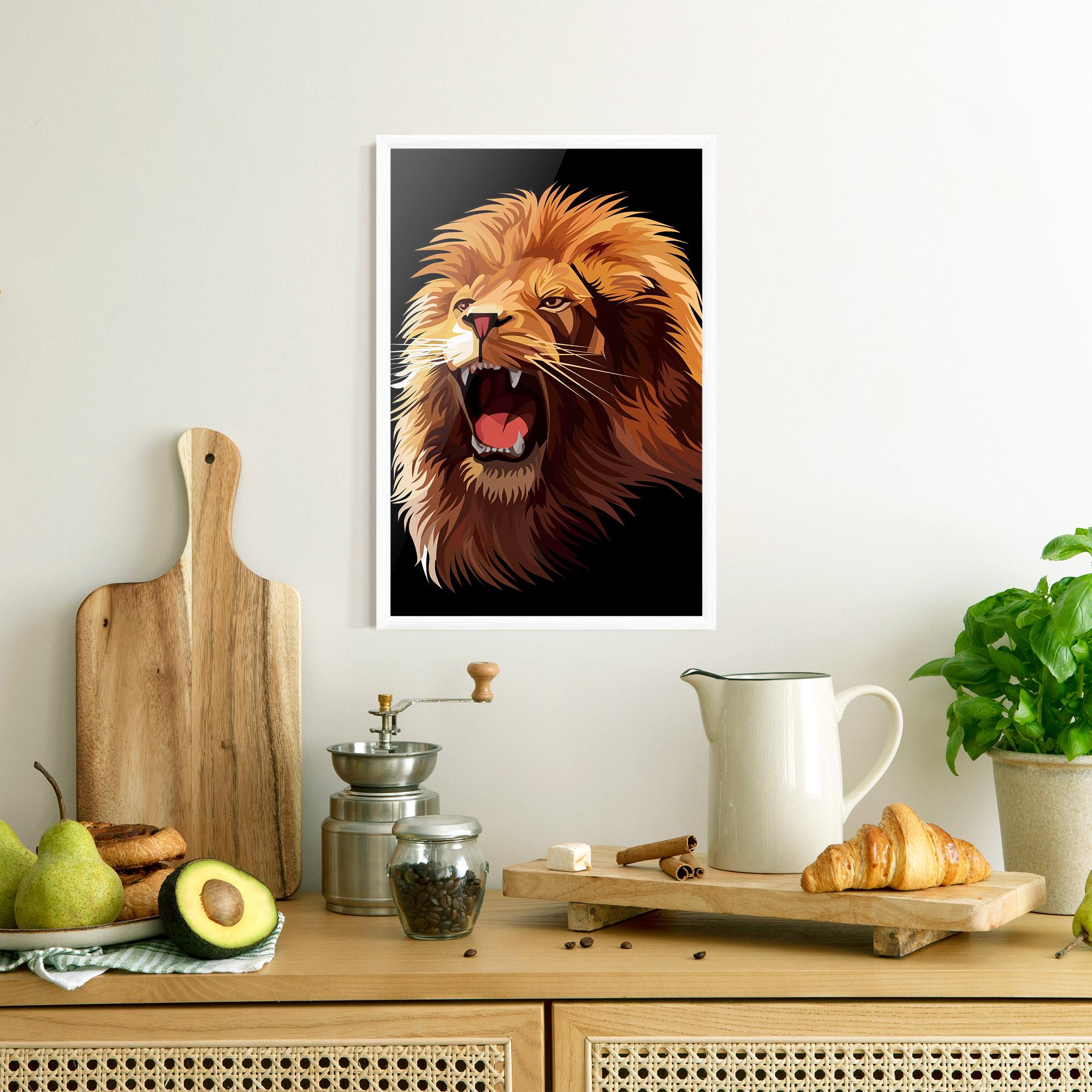 Gerahmte Poster Angry Lion Head mockup 8