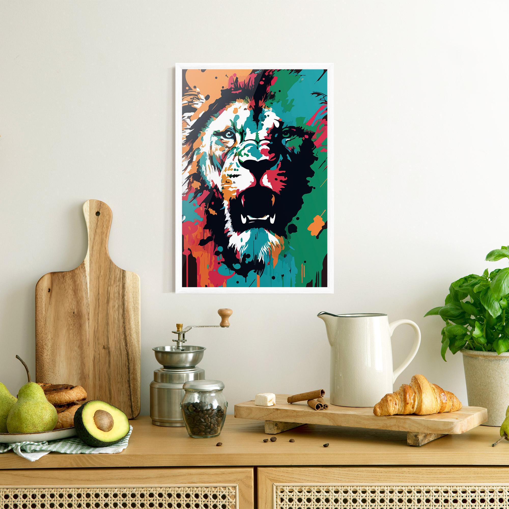 Gerahmte Poster Blue Green Lion mockup 8