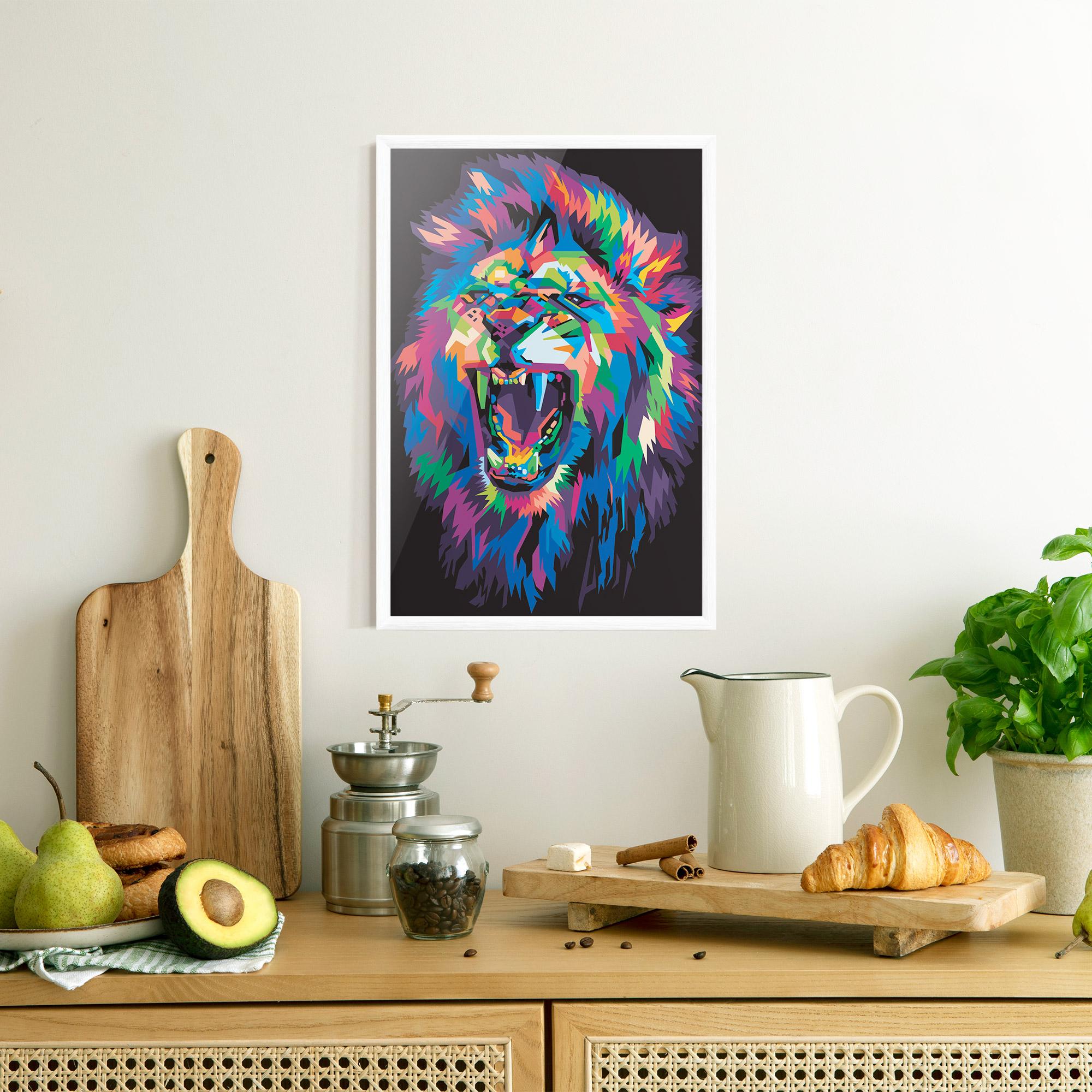 Gerahmte Poster Colorful Lion Head mockup 8