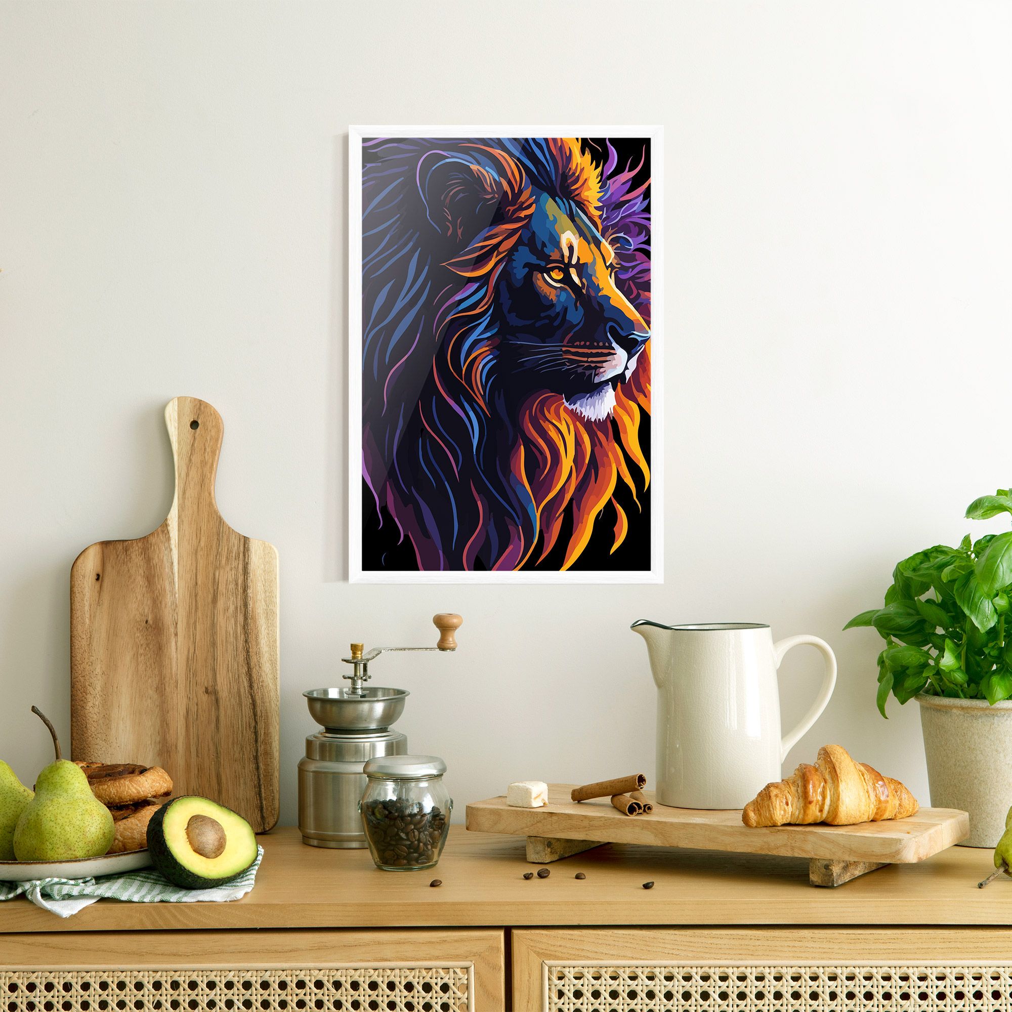 Colorful Lion On Black mockup 8
