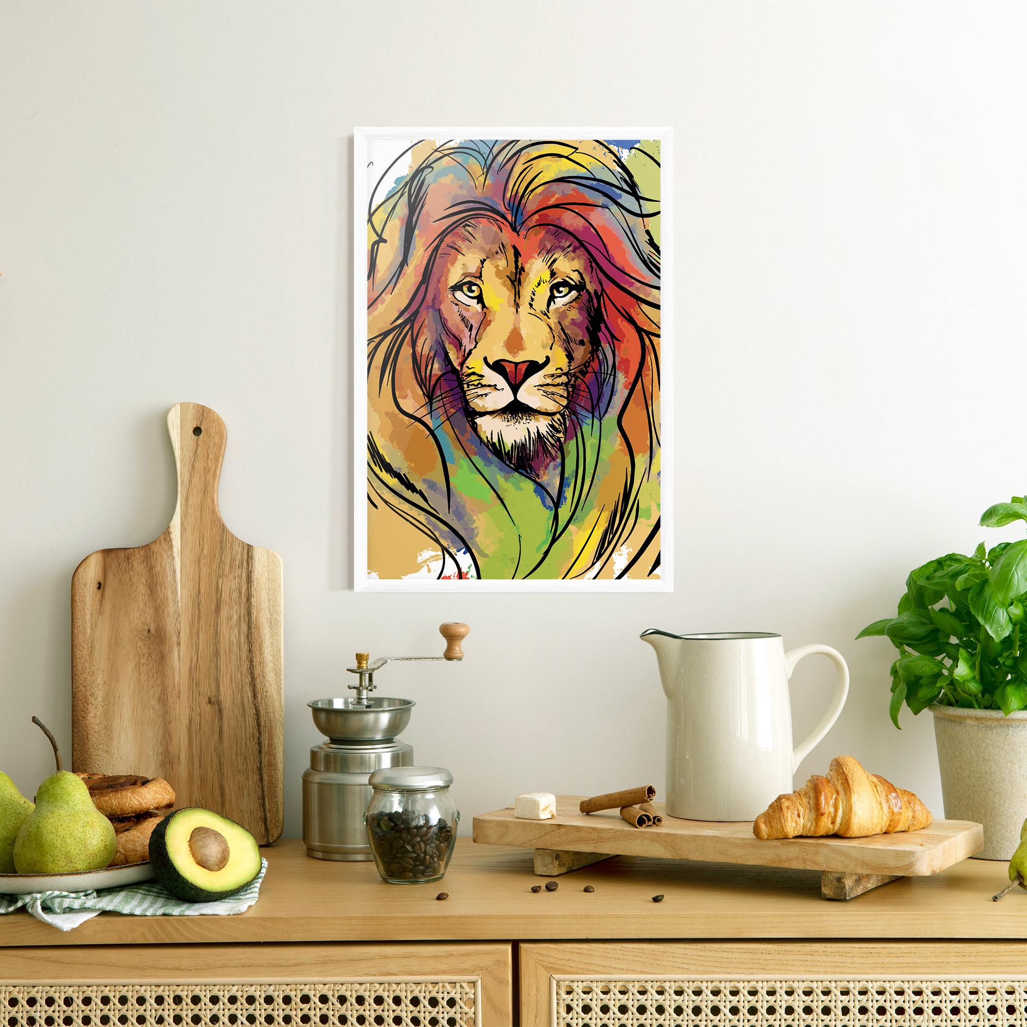 Gerahmte Poster Drawn Lion mockup 8