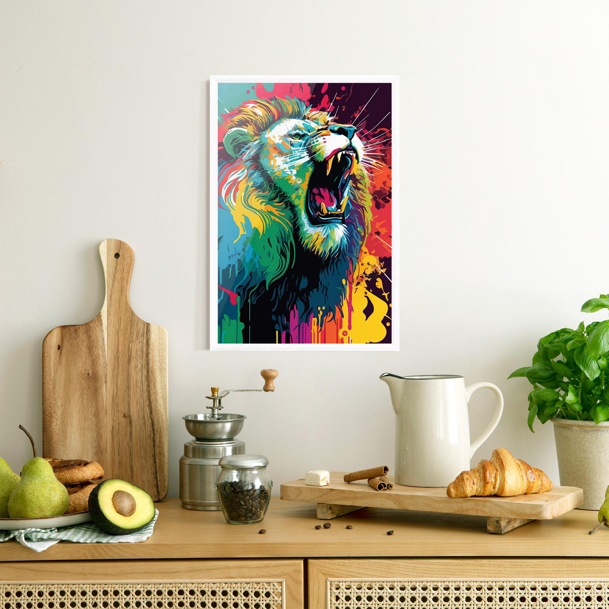 Gerahmte Poster Lion Splash mockup 8