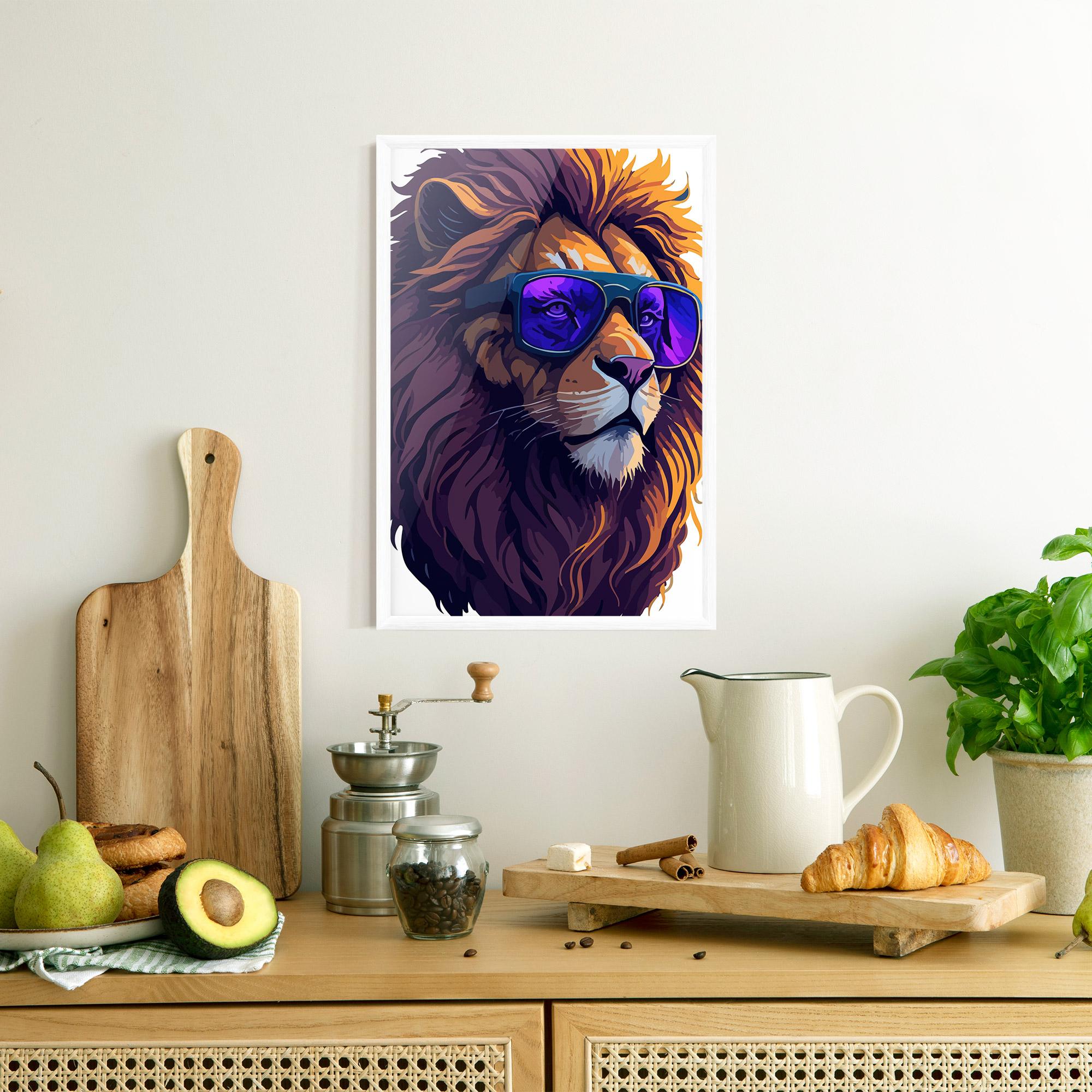 Gerahmte Poster Purple Glassesc Lion mockup 8