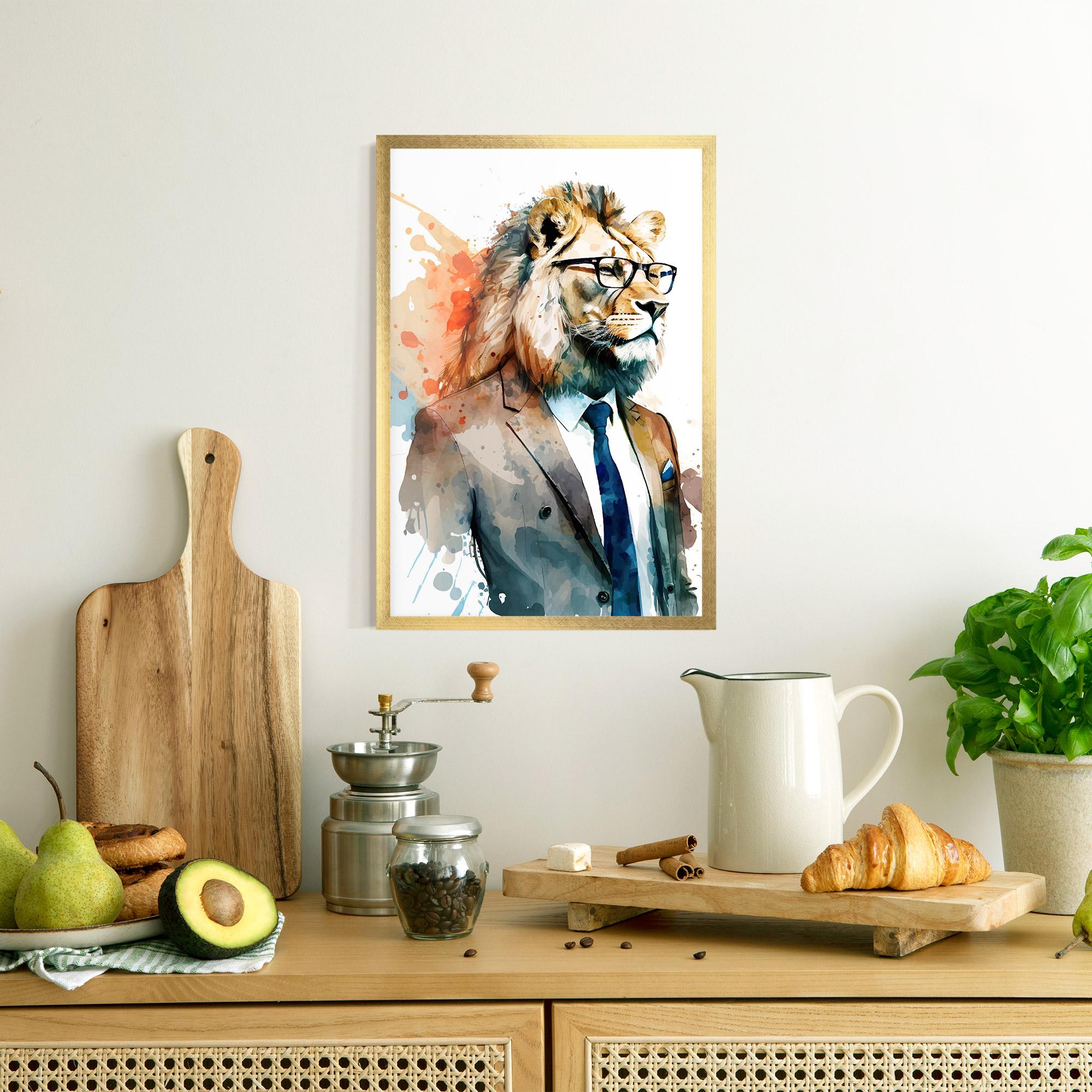Gerahmte Poster Brown Suit Lion mockup 8