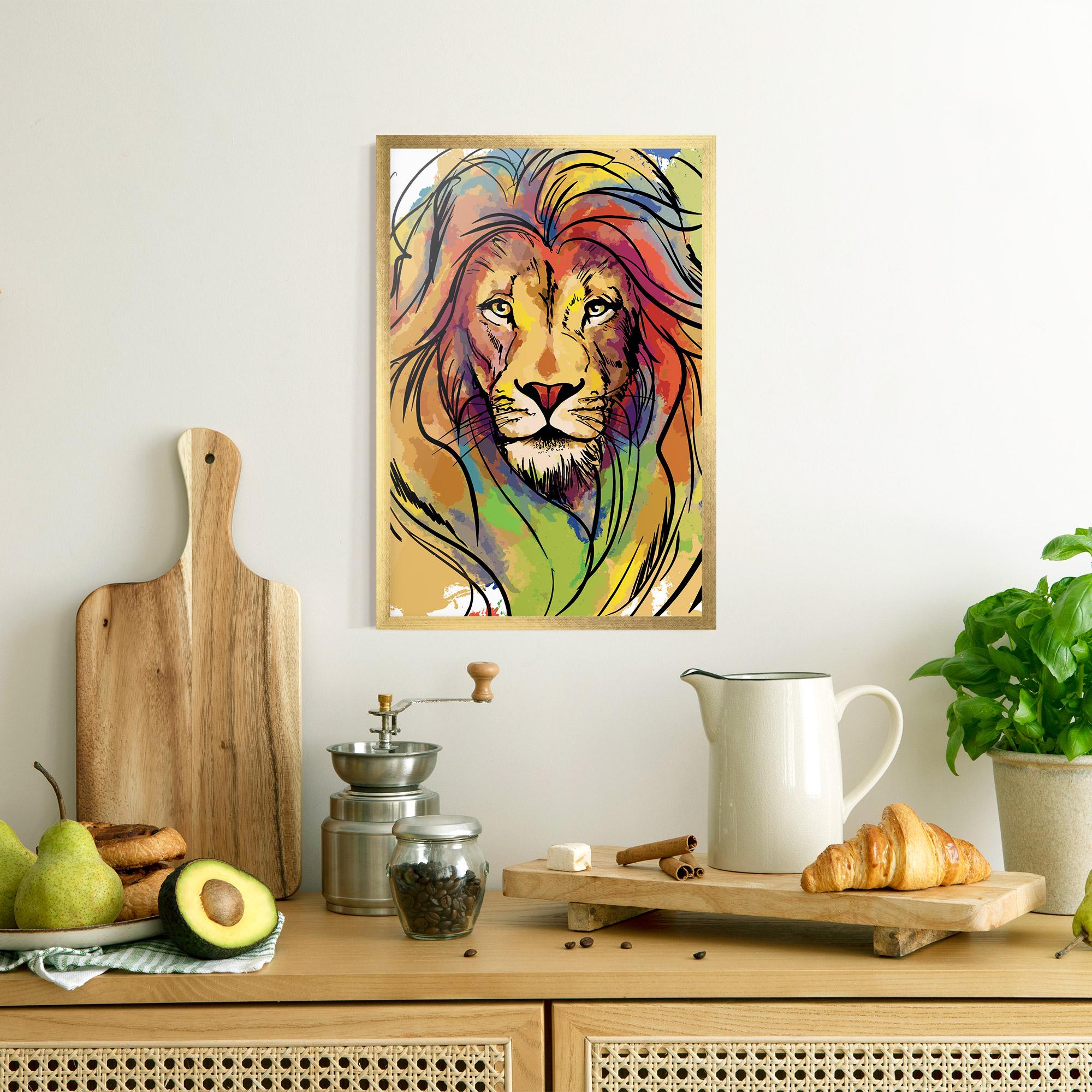 Gerahmte Poster Drawn Lion mockup 8