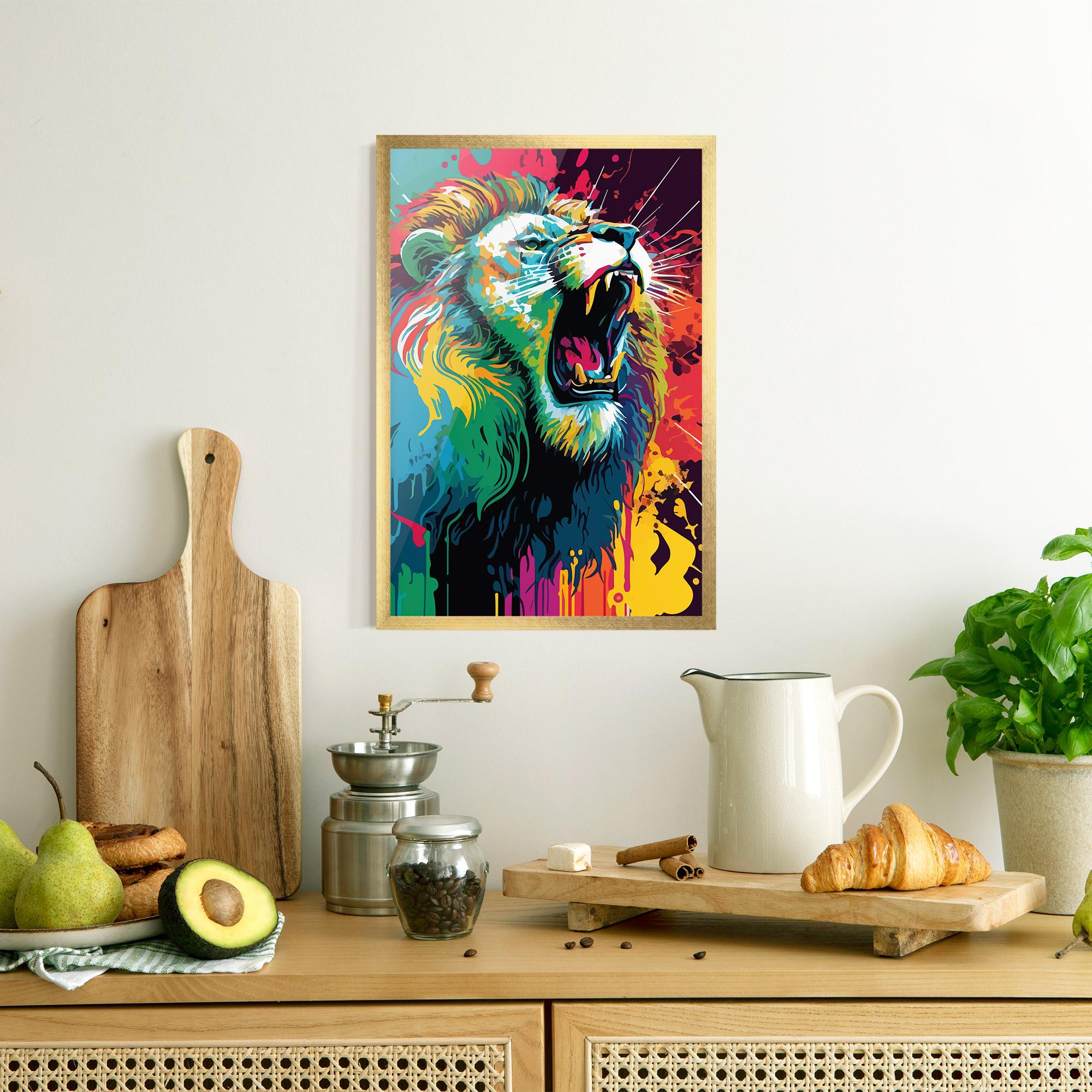 Gerahmte Poster Lion Splash mockup 8