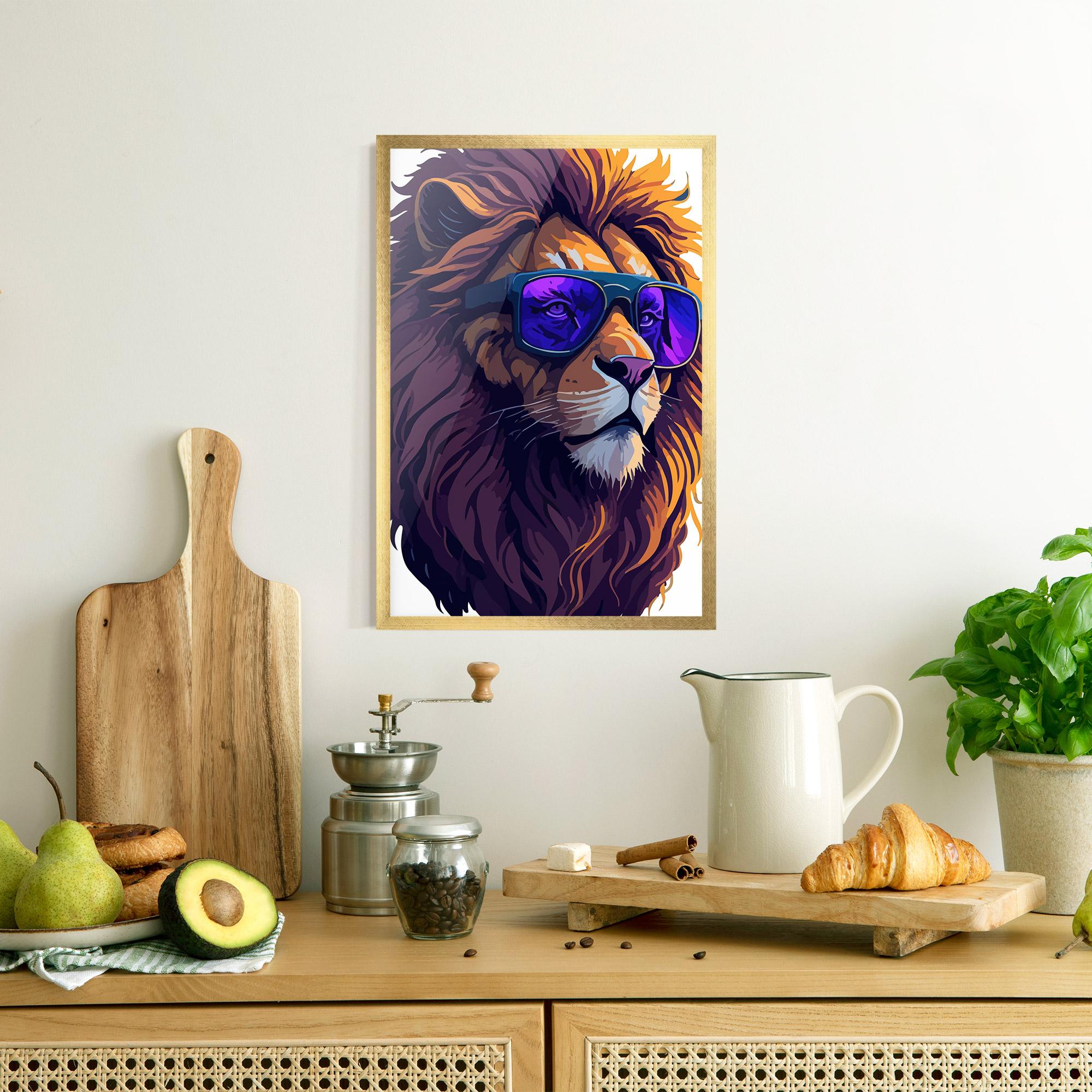 Gerahmte Poster Purple Glassesc Lion mockup 8