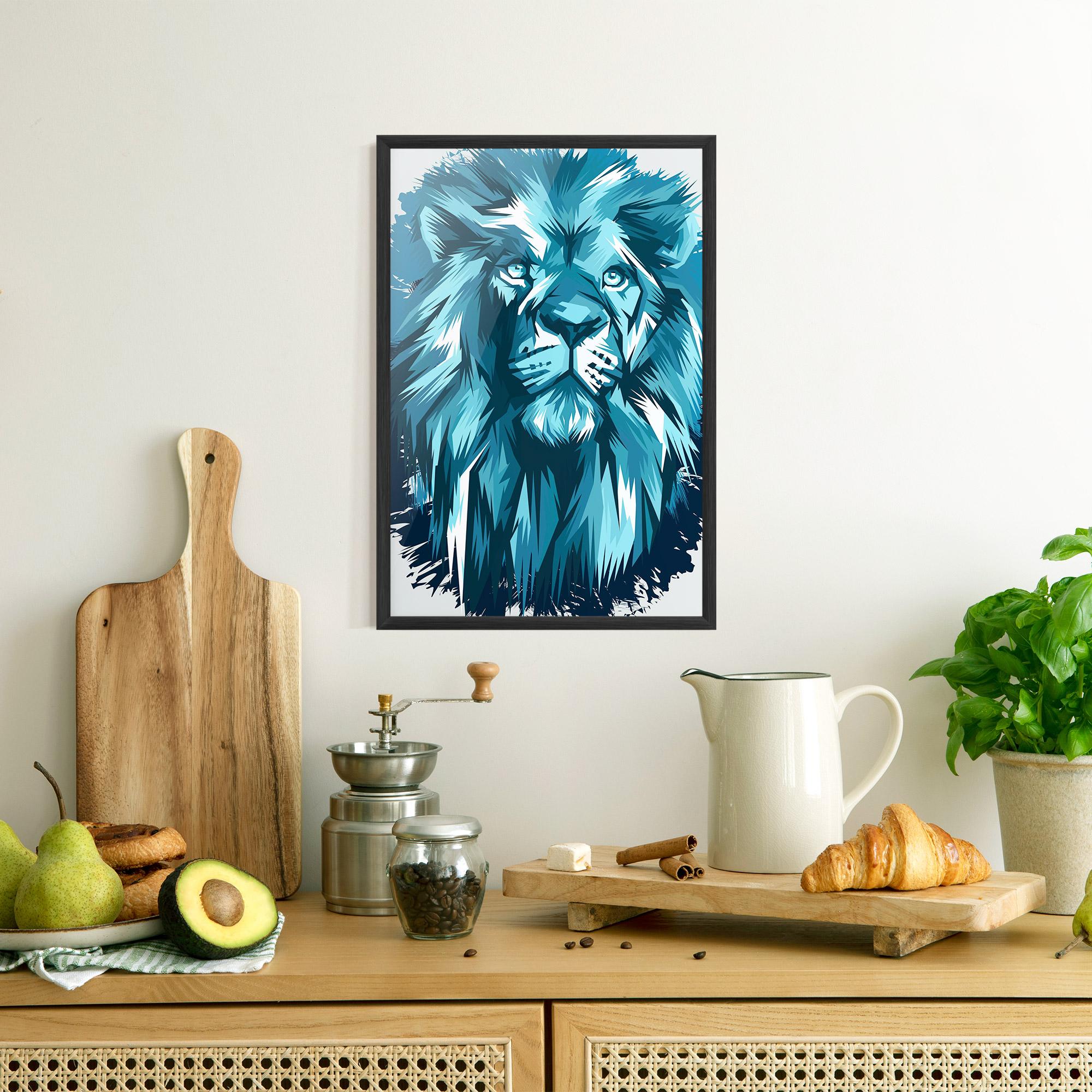 Gerahmte Poster Blue Lion Head mockup 8