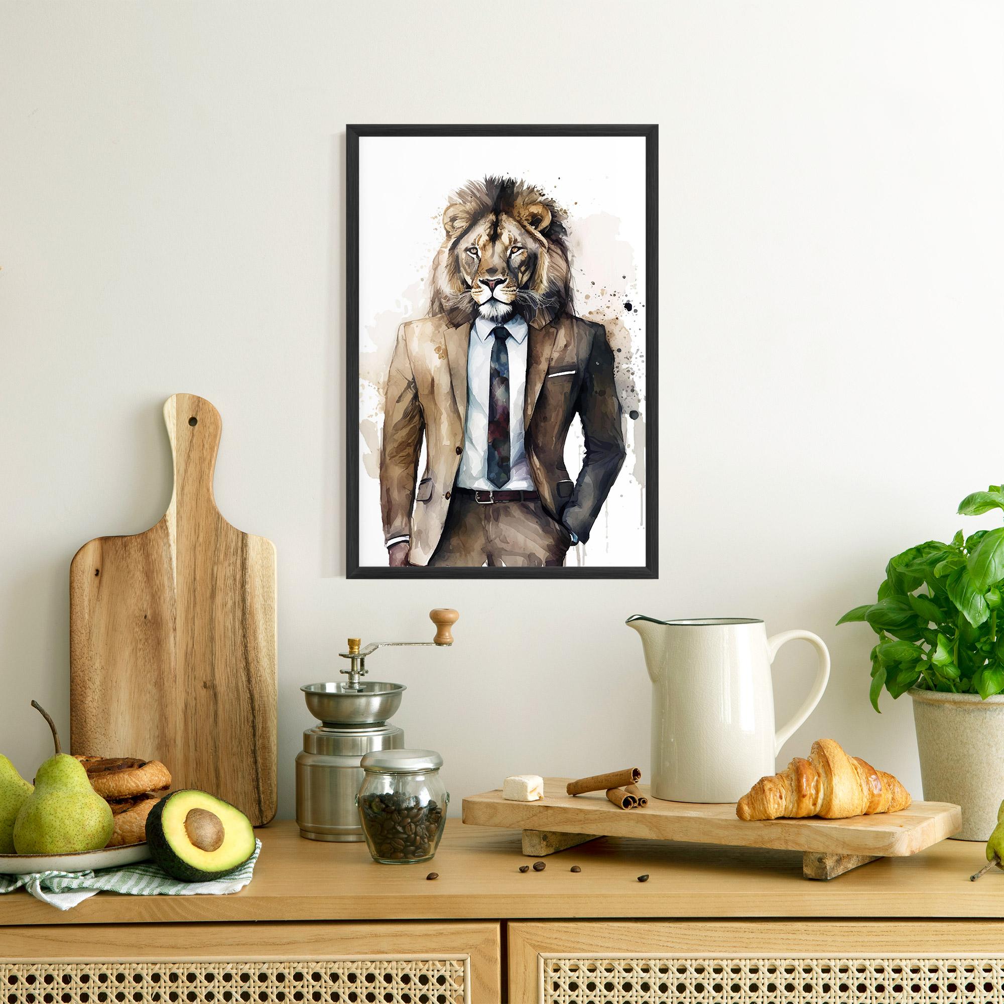 Gerahmte Poster Lion In Suit mockup 8