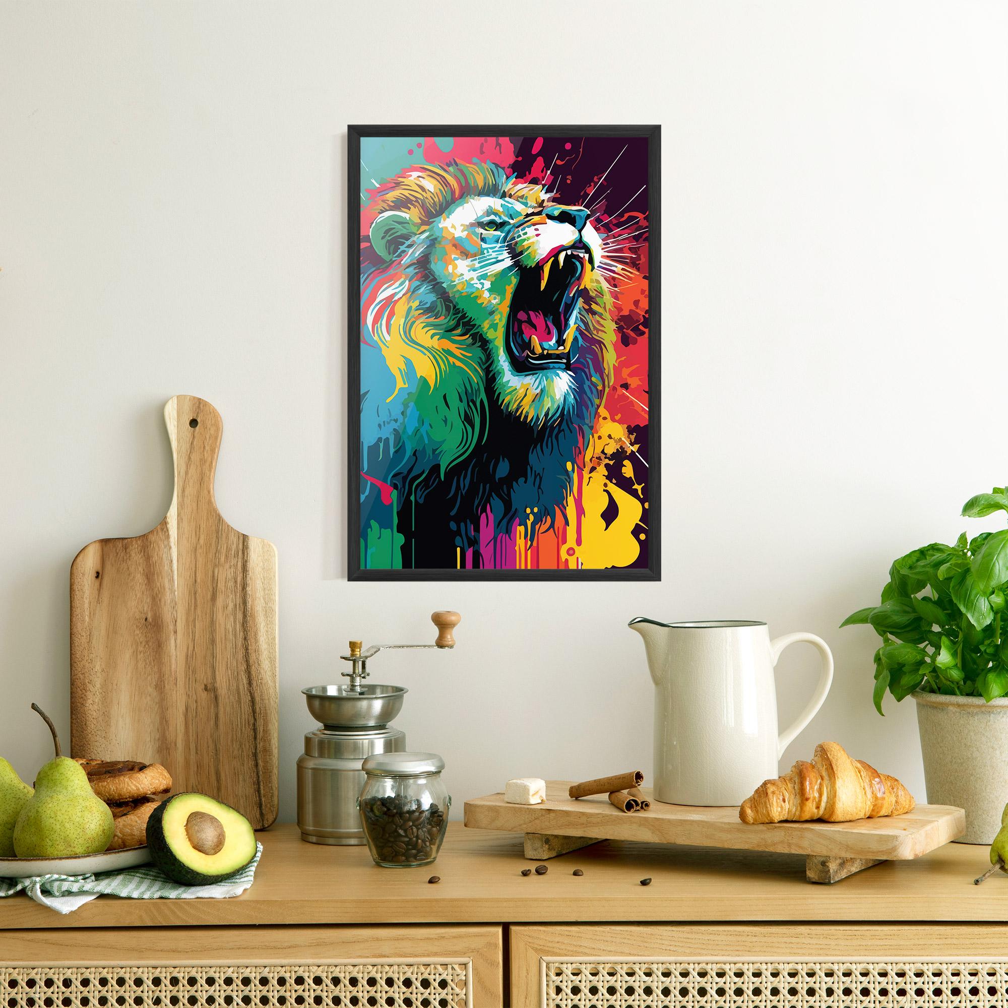 Gerahmte Poster Lion Splash mockup 8