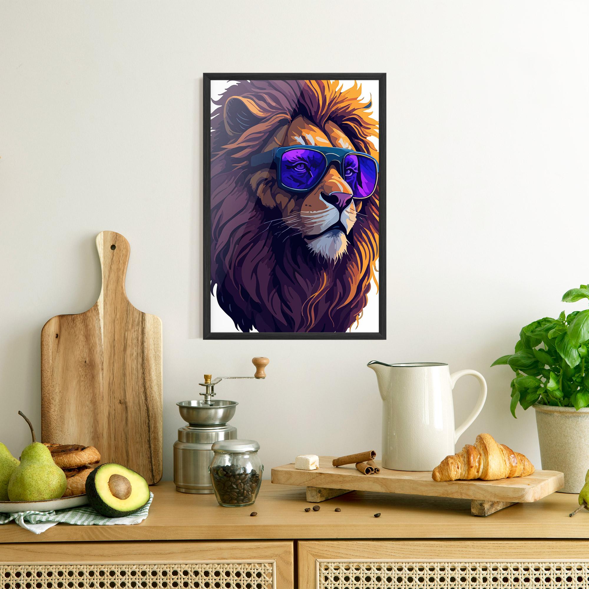 Gerahmte Poster Purple Glassesc Lion mockup 8