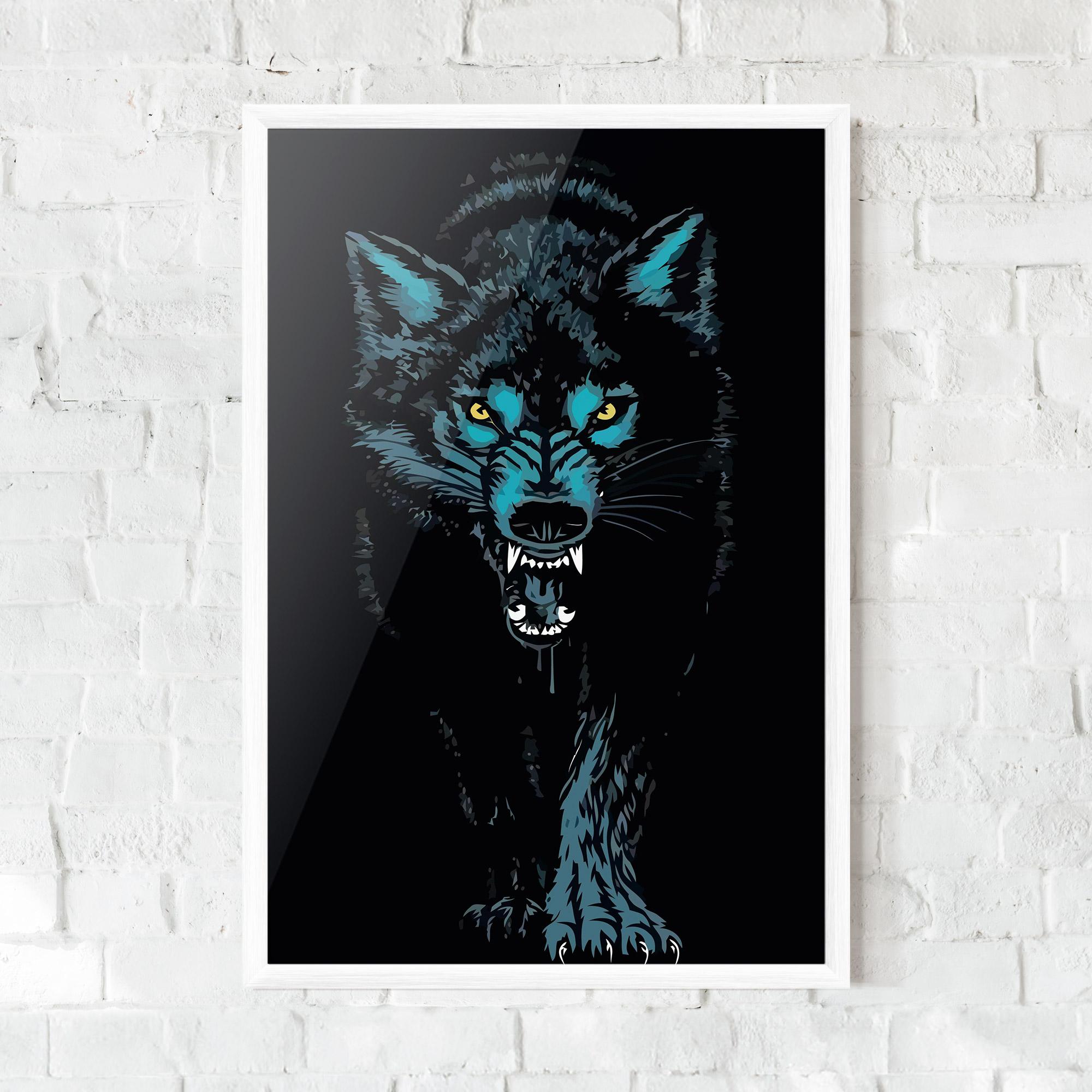 Gerahmte Poster Blue Wolf mockup 0