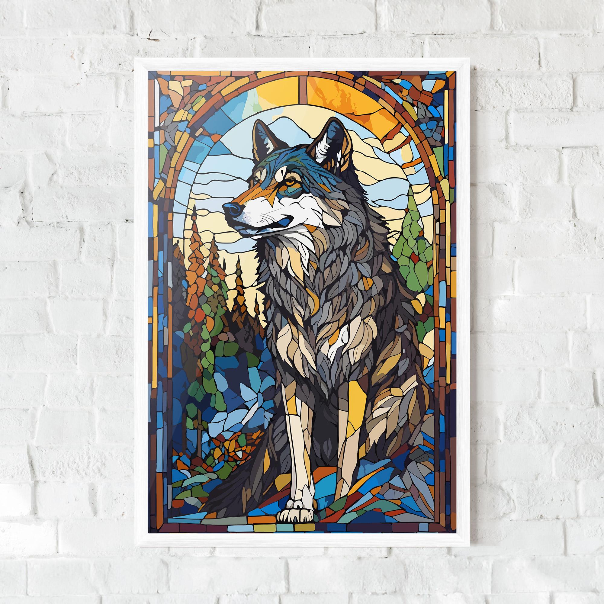 Gerahmte Poster Glass Wolf mockup 0