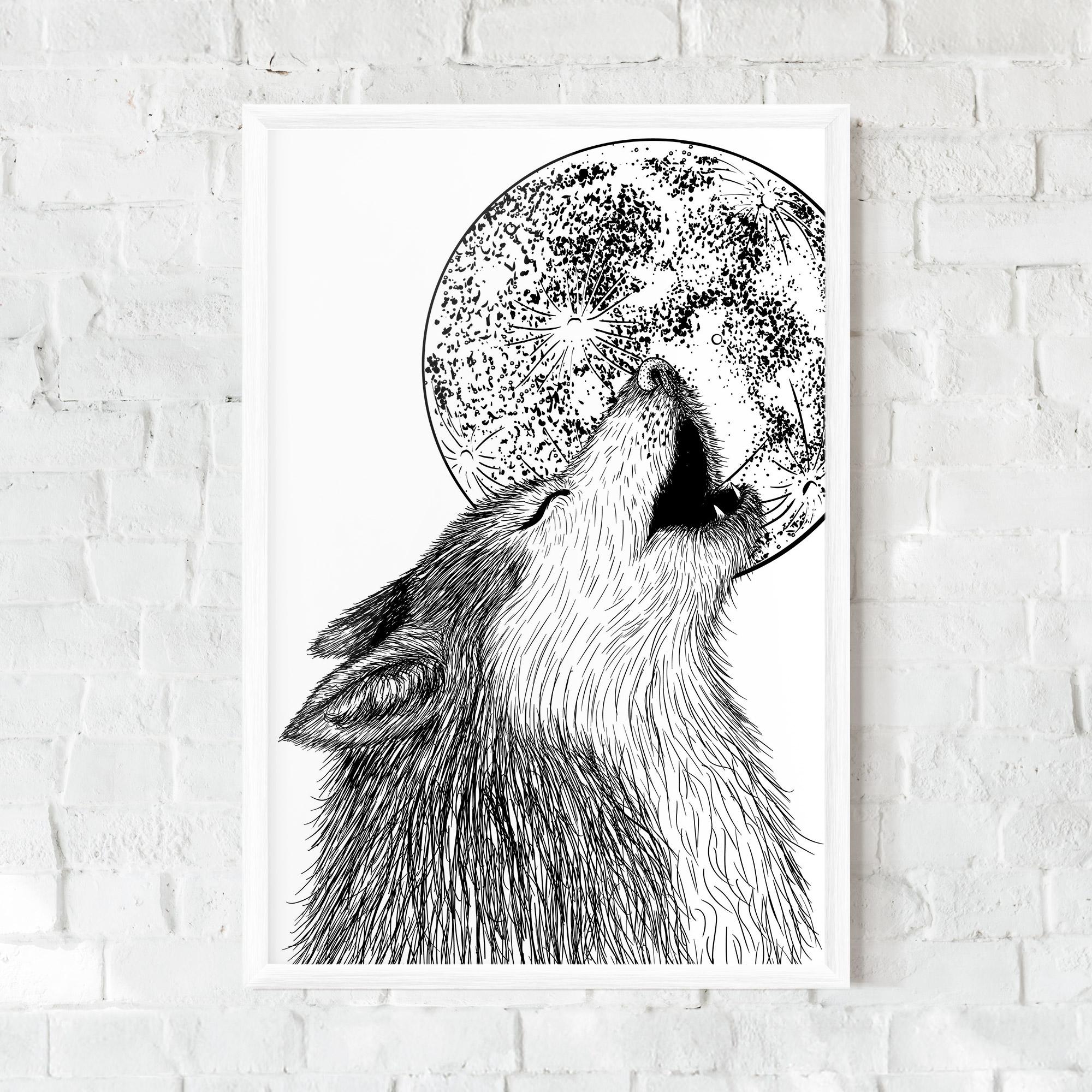 Gerahmte Poster Pretty Moon Wolf mockup 0