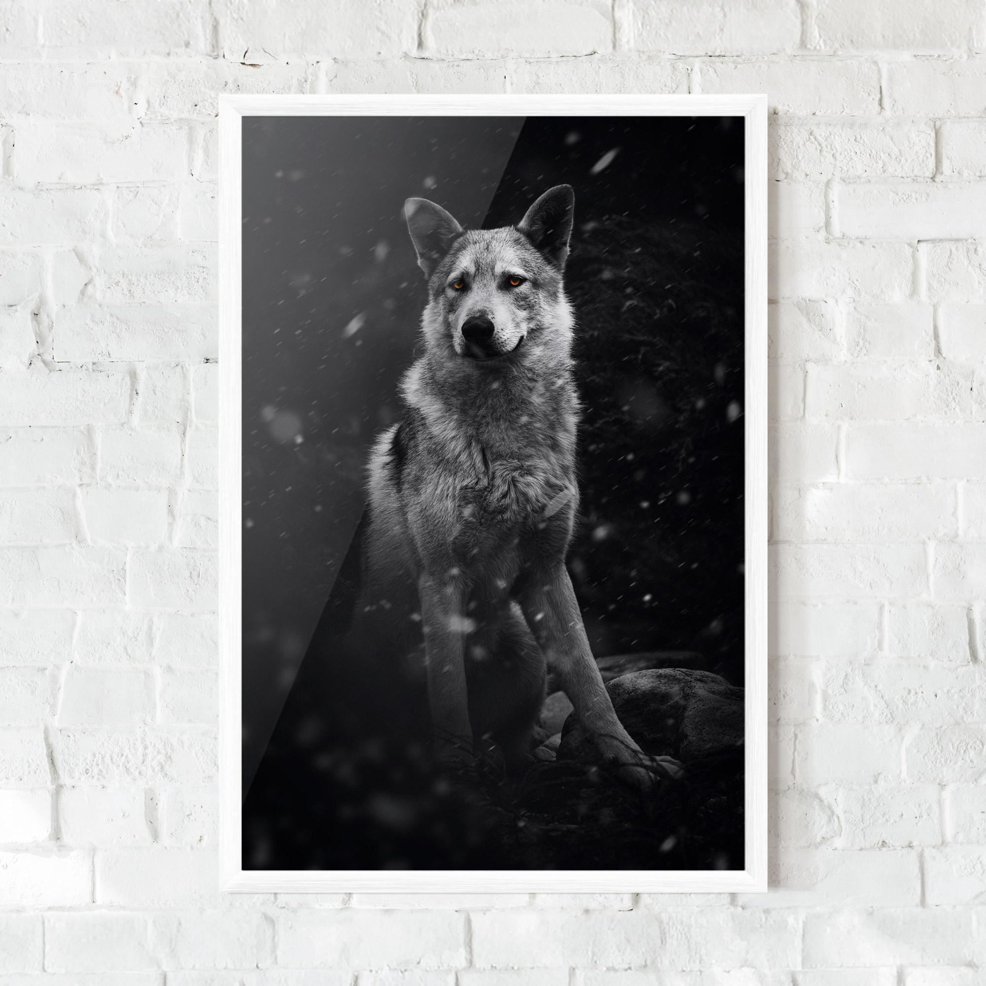Gerahmte Poster Sitting Wolf mockup 0
