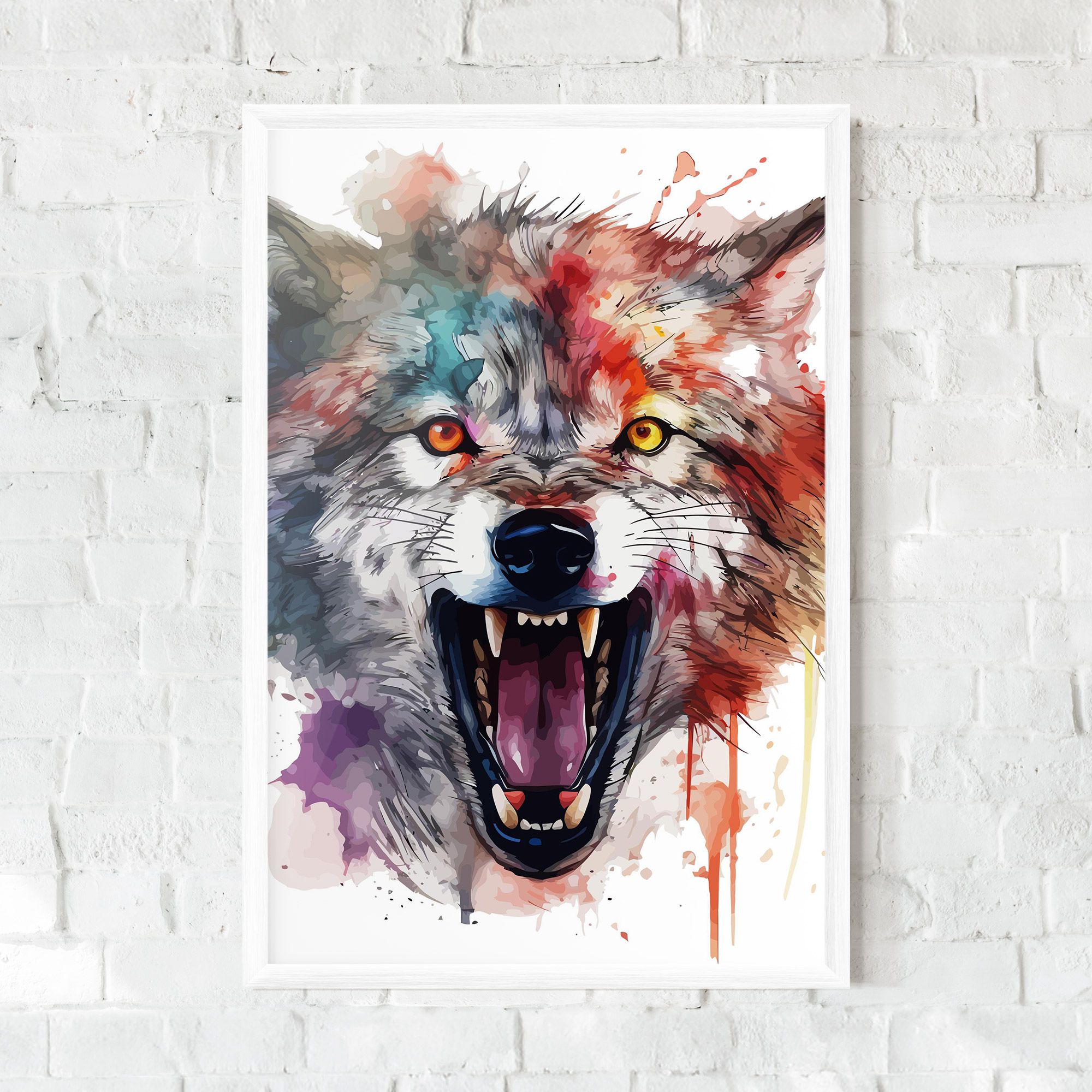 Watercolor Angry Wolf mockup 0