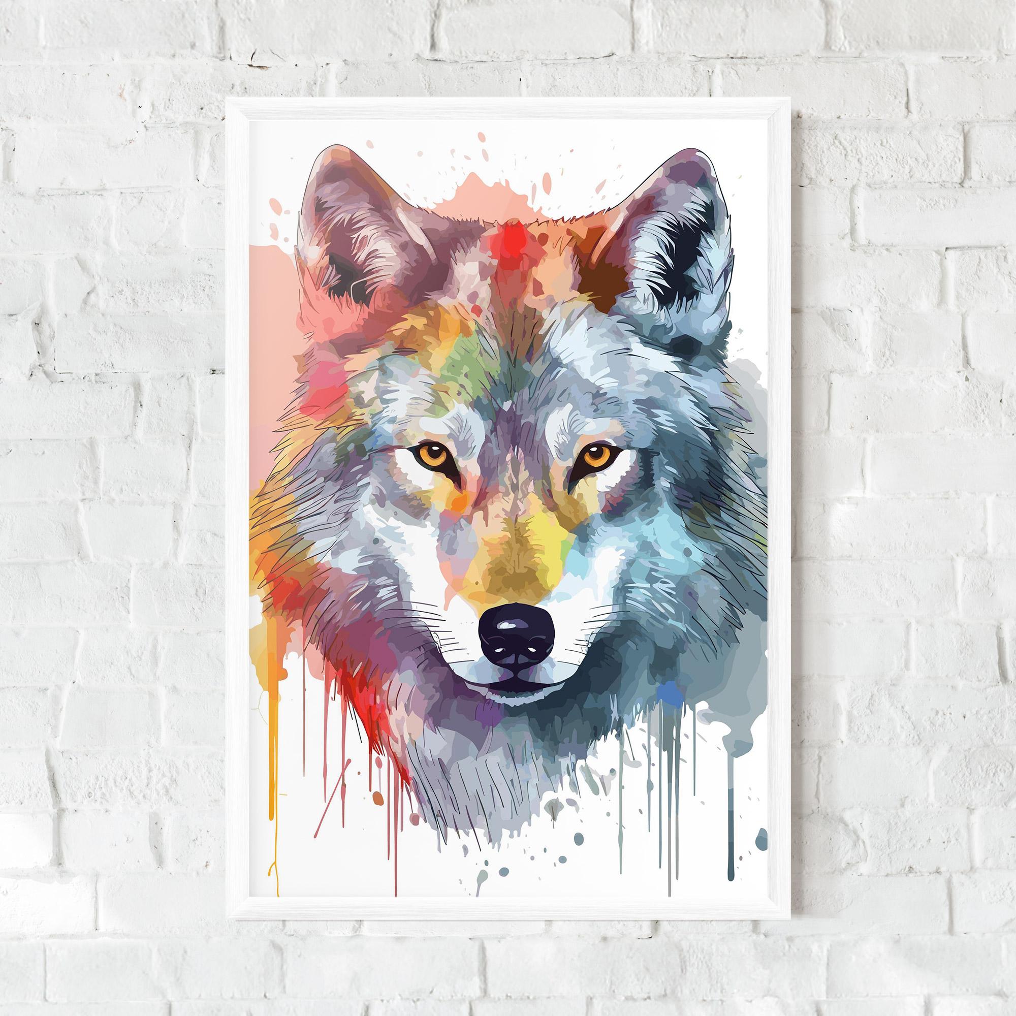 Gerahmte Poster Watercolor Wolf mockup 0