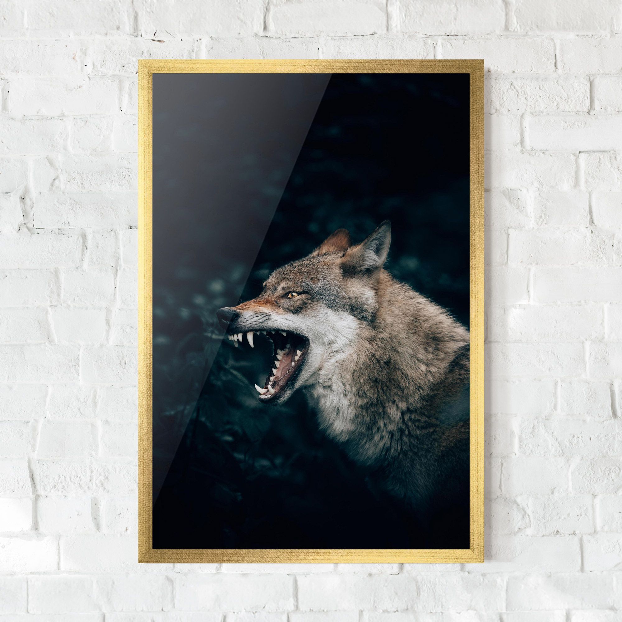 Angry Wolf In The Forest mockup 0