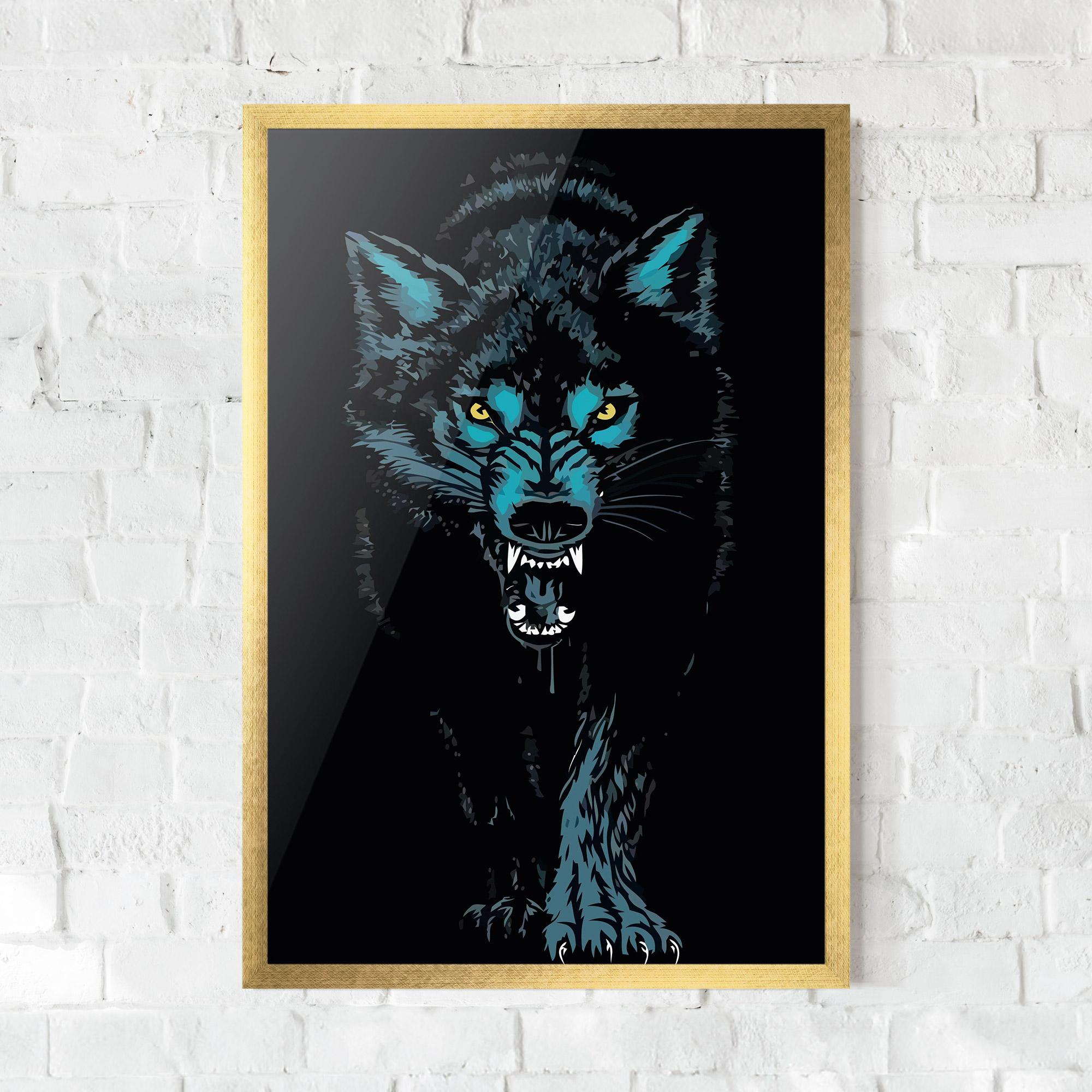 Gerahmte Poster Blue Wolf mockup 0