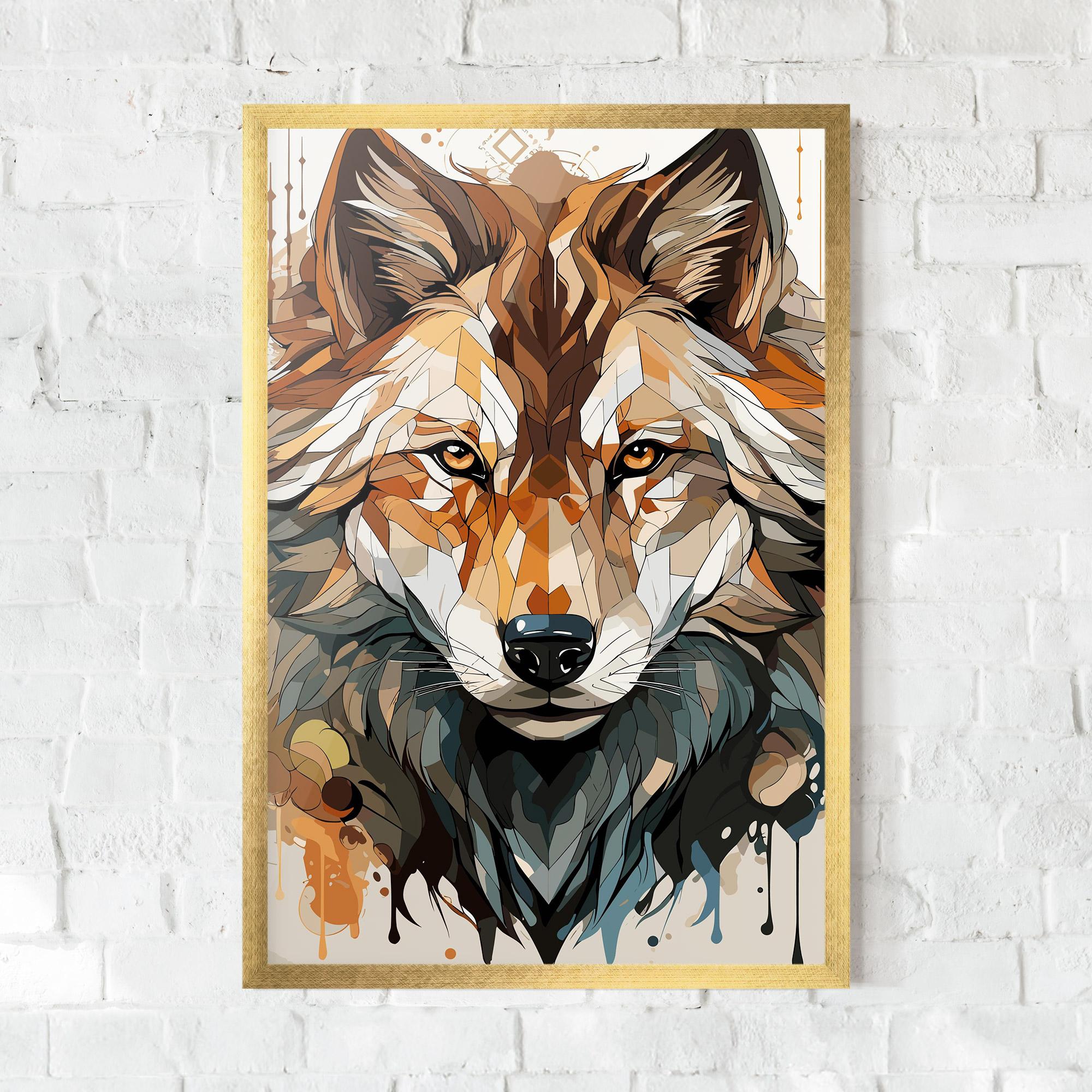 Gerahmte Poster Pretty Orange Wolf mockup 0