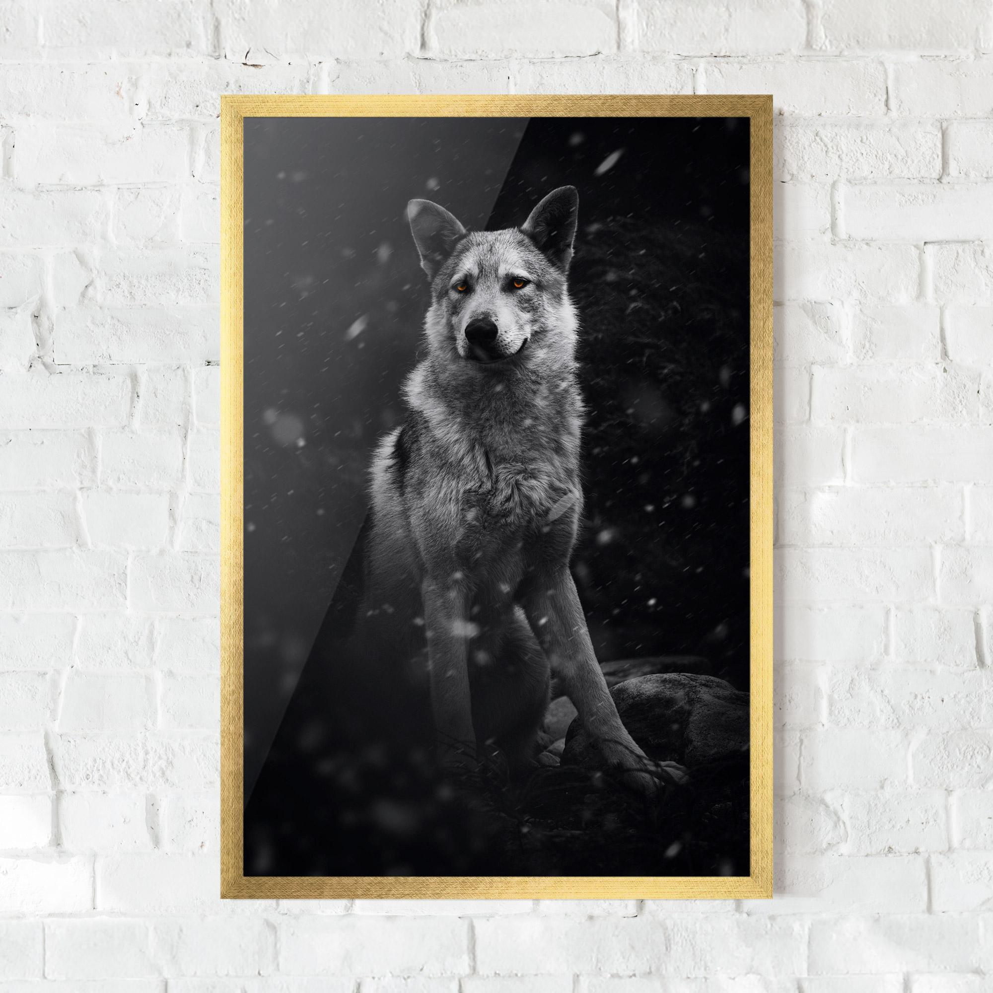 Gerahmte Poster Sitting Wolf mockup 0