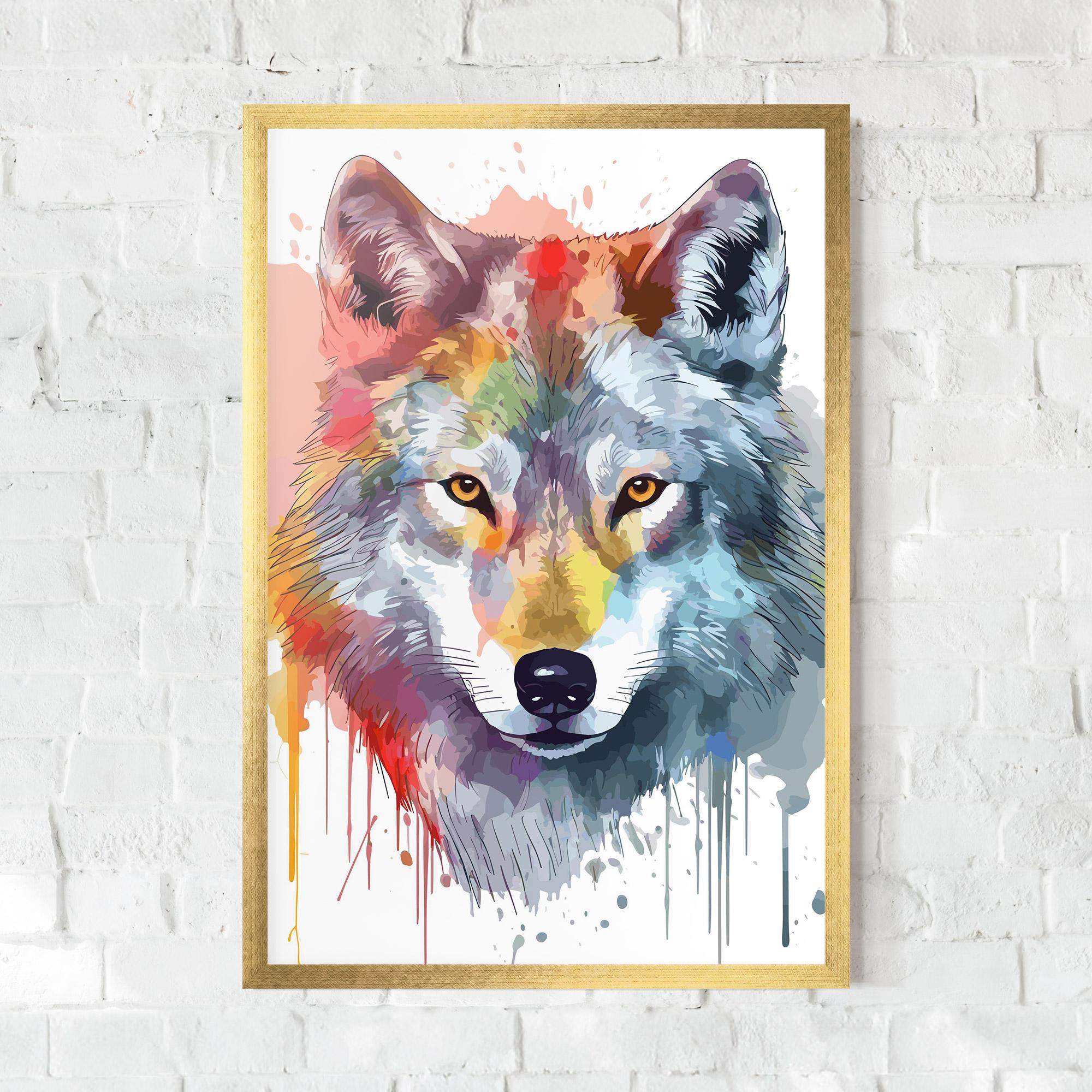 Gerahmte Poster Watercolor Wolf mockup 0