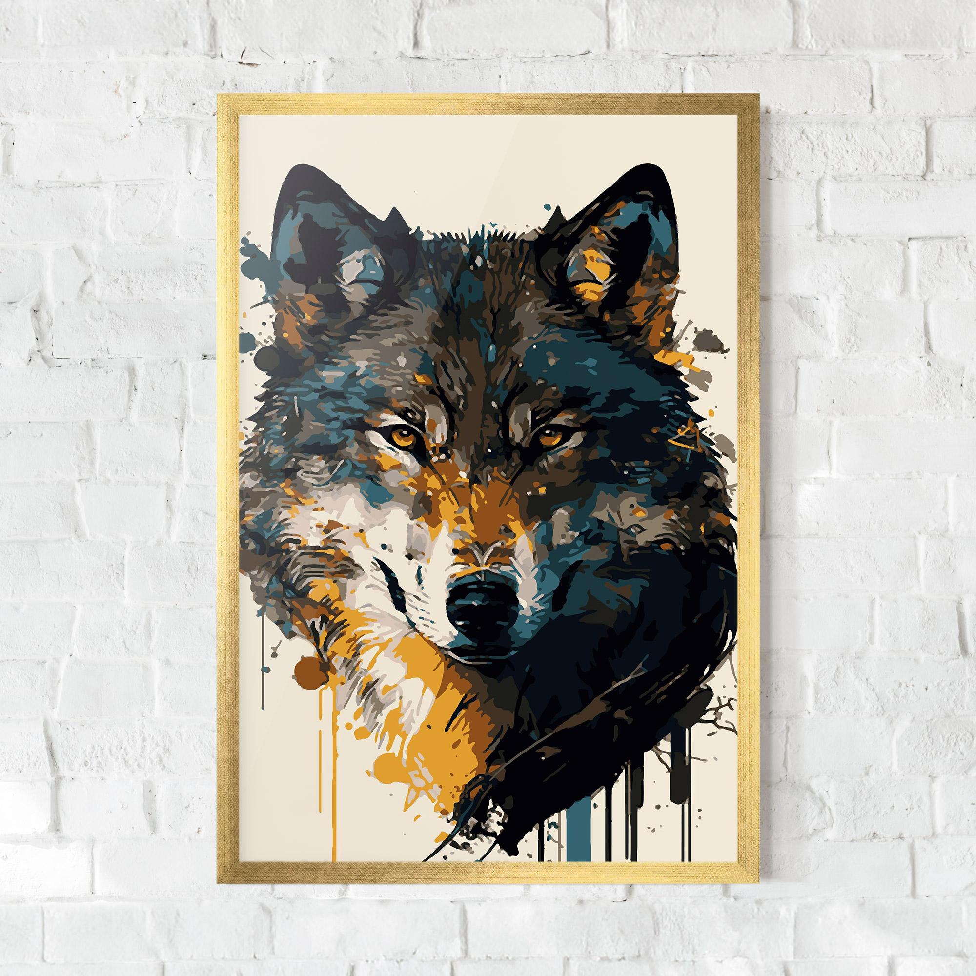 Gerahmte Poster Wolf Head Art mockup 0