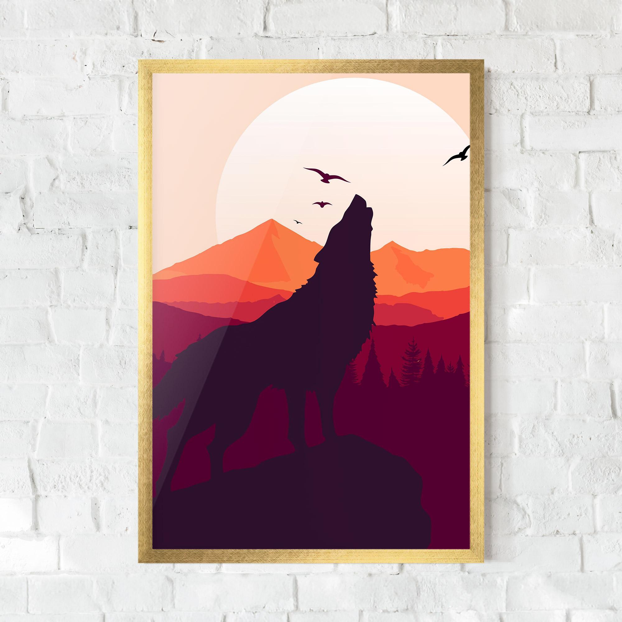 Gerahmte Poster Wolf Pink Moon mockup 0