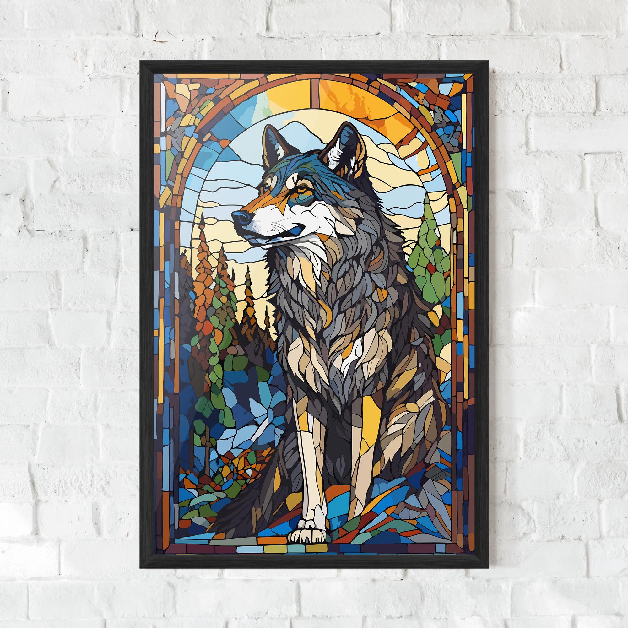 Gerahmte Poster Glass Wolf mockup 0