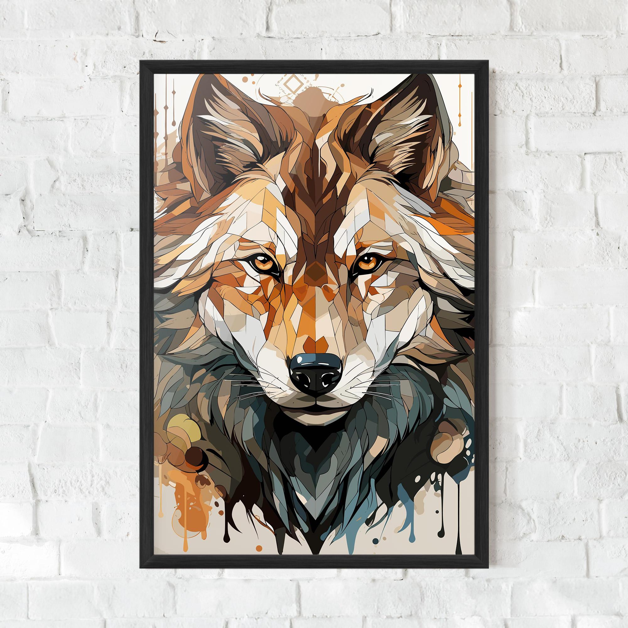 Gerahmte Poster Pretty Orange Wolf mockup 0