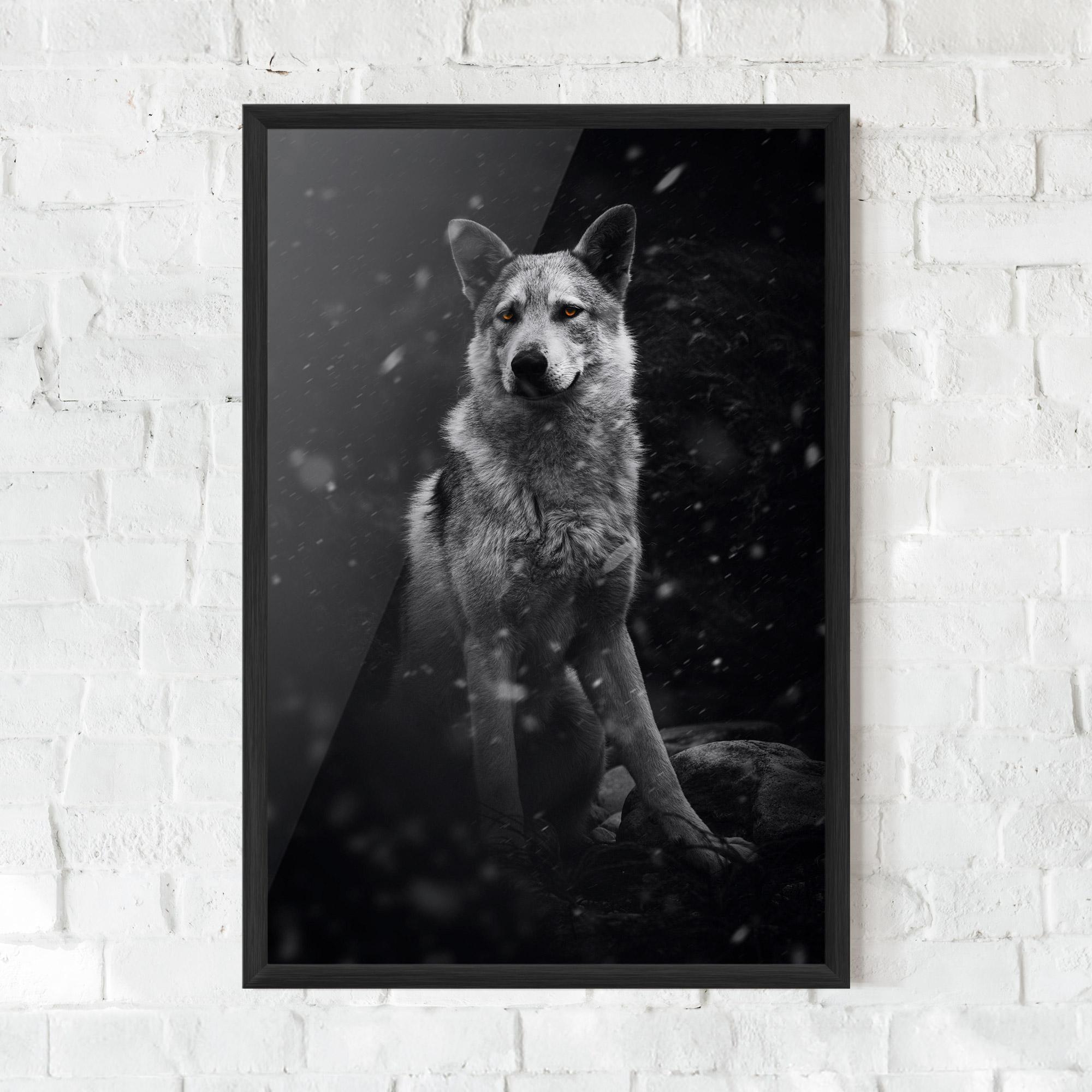 Gerahmte Poster Sitting Wolf mockup 0